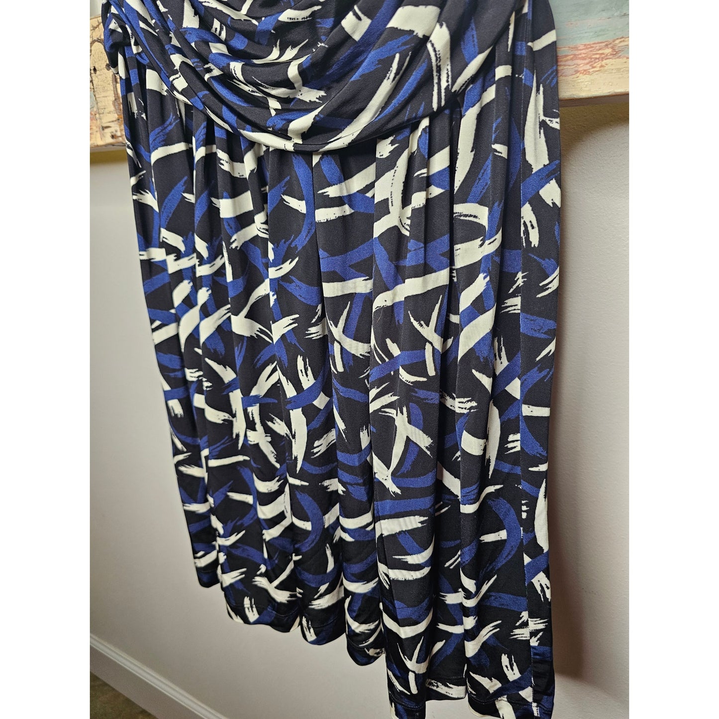 NWT Missoni Collection Black/Blue/White Strapless tube Knit Ruched Dress Size Medium