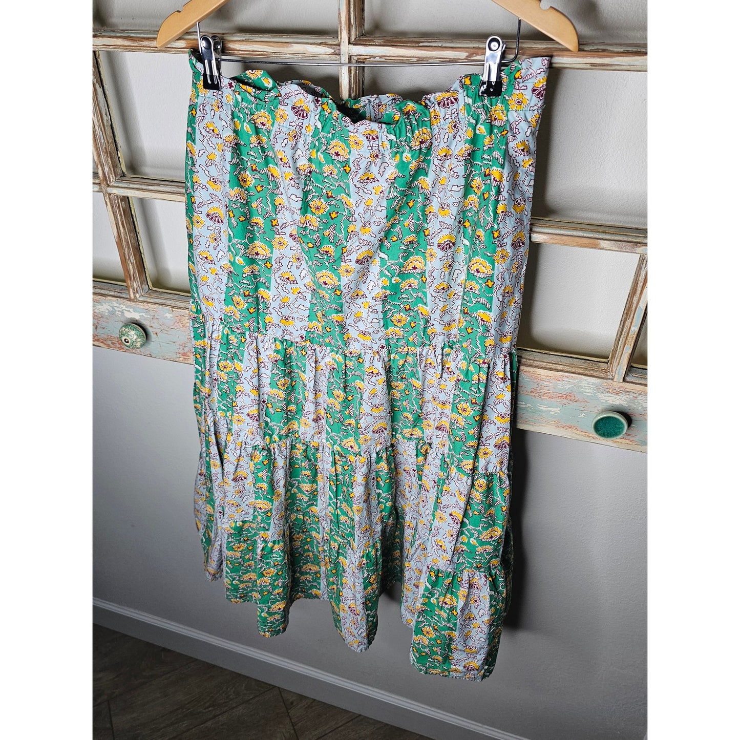 Rhode X Target Green Floral Maxi Skirt with Elastic Waistband Size L NWT