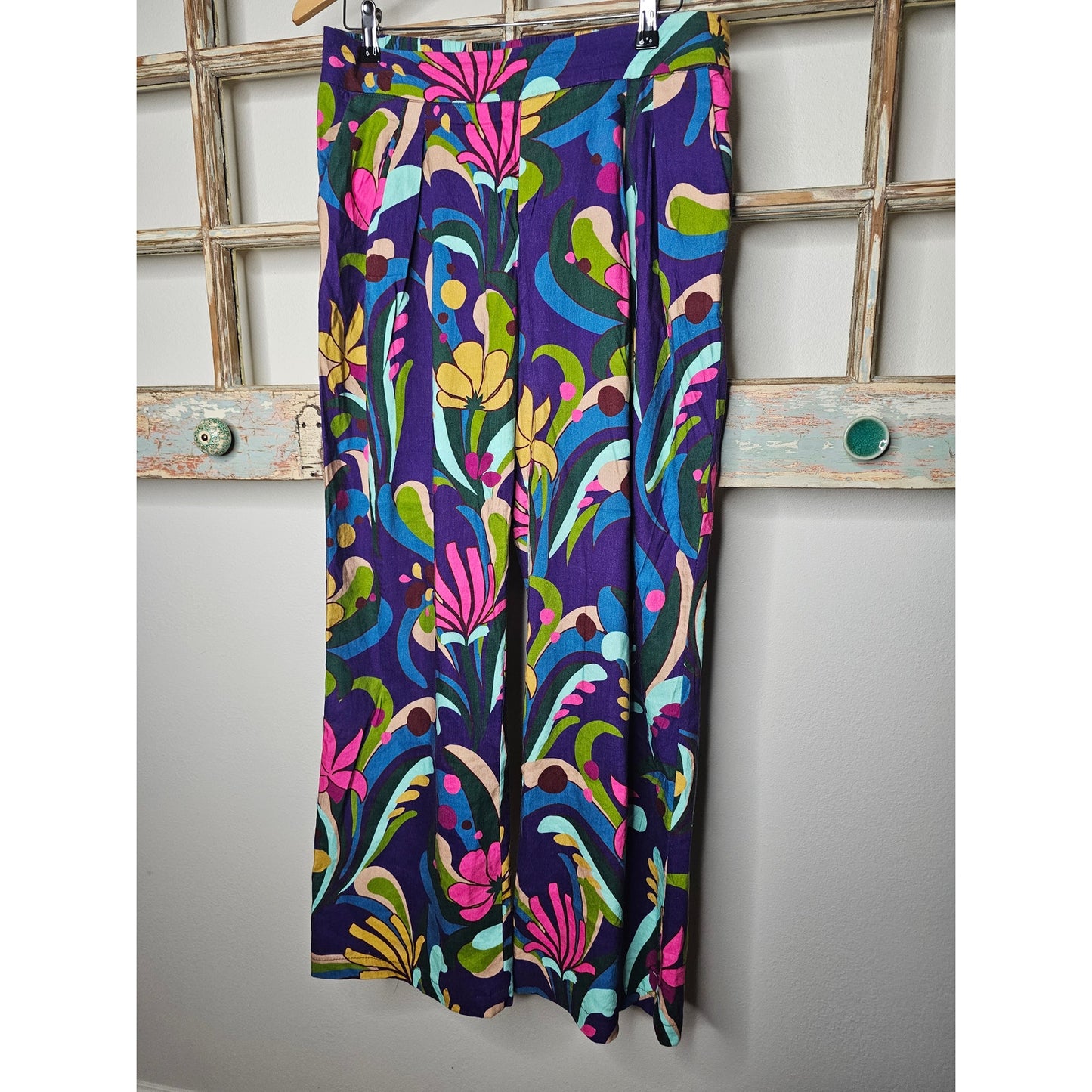 INC International Concepts Retro Mod Print Wide Leg Pants size 10