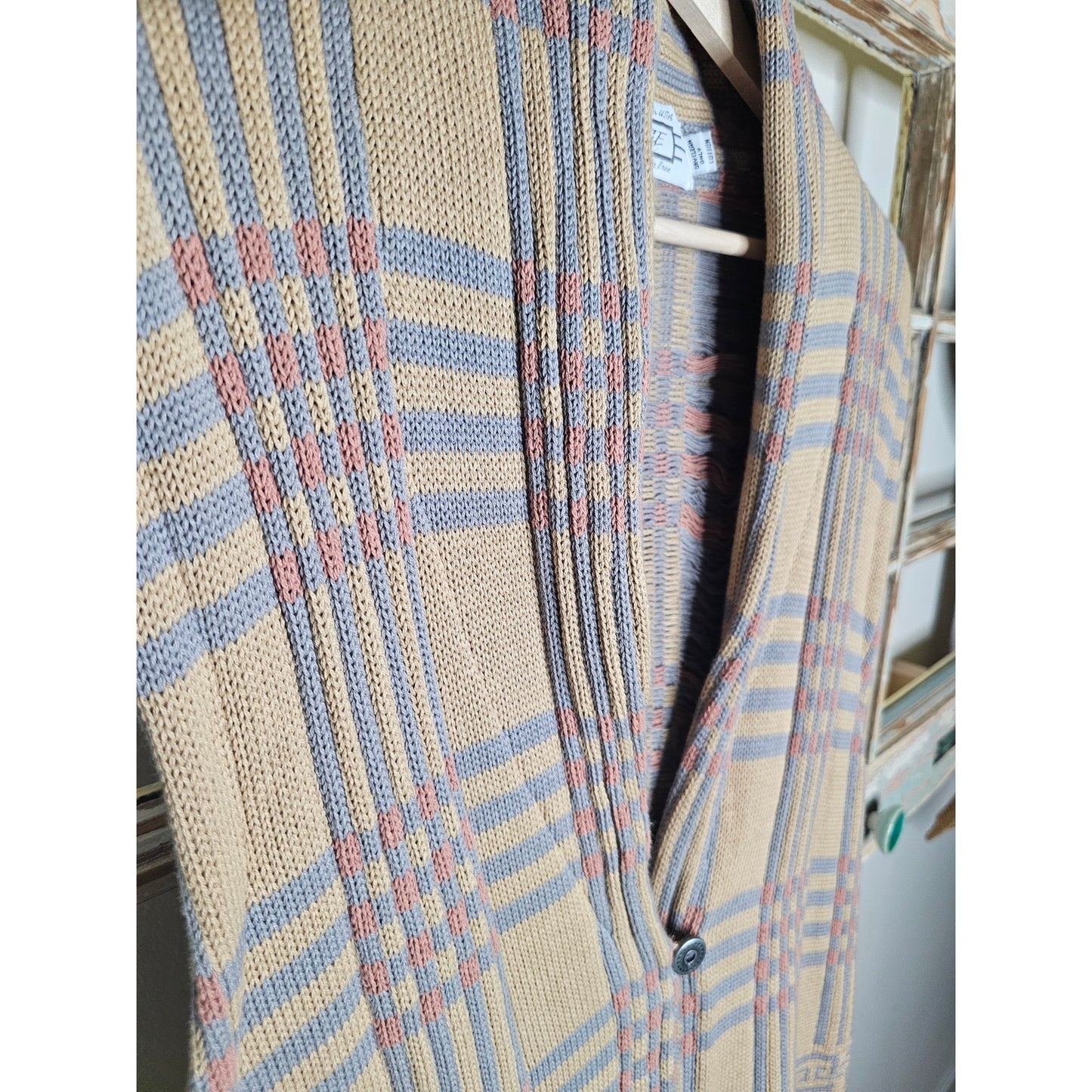 Sage Hand-loomed Vest Tribal Southwest Design Button Front Size Large