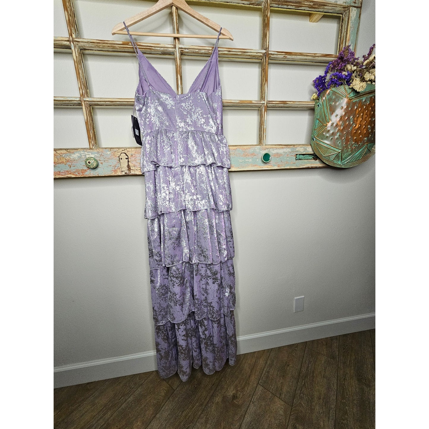 NWT Aidan by Aidan Mattox Metallic Tiered Evening Dress Size 4