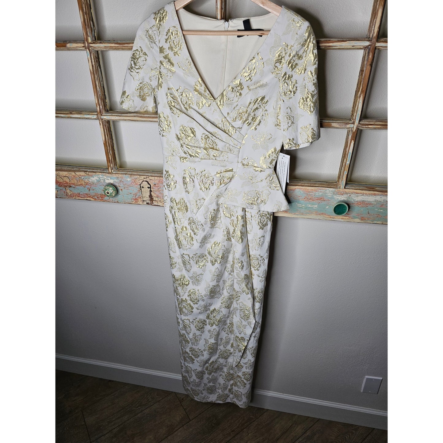 NWT Aidan Mattox Draped Jacquard column Gown Dressladies size 6