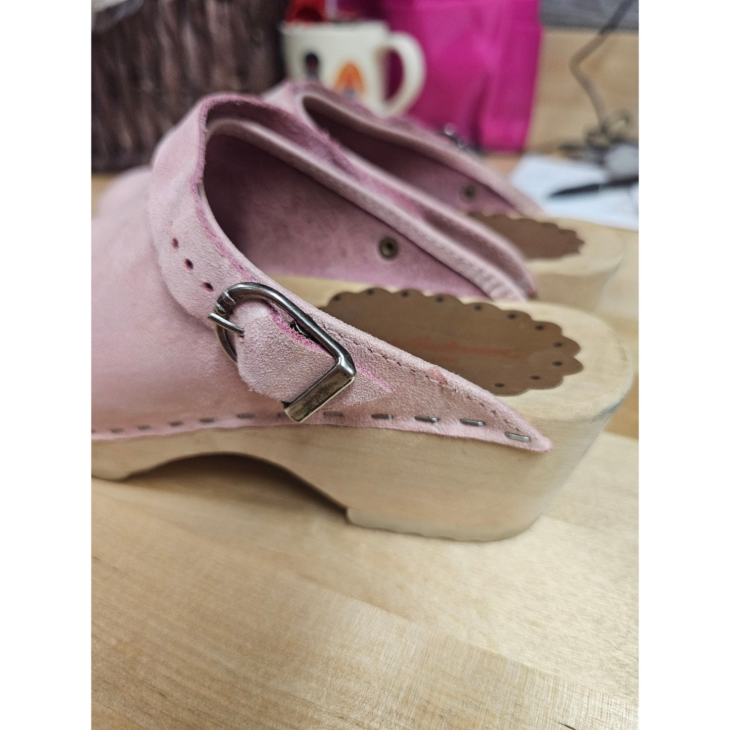 Hannah Anderson Pink Suede Slip On Clogs Ladies size 6