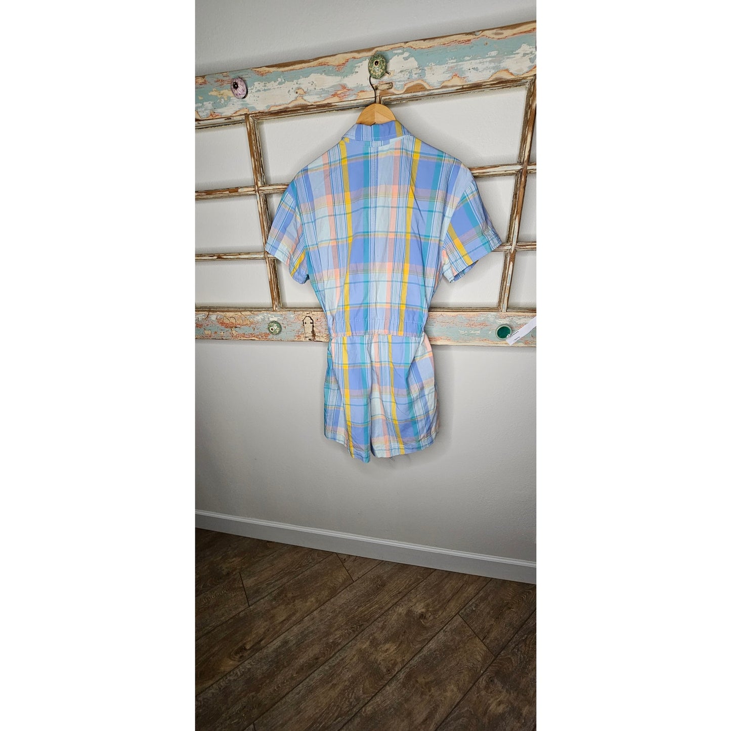 Gap Plaid 100% Cotton Romper with belted waist size 12