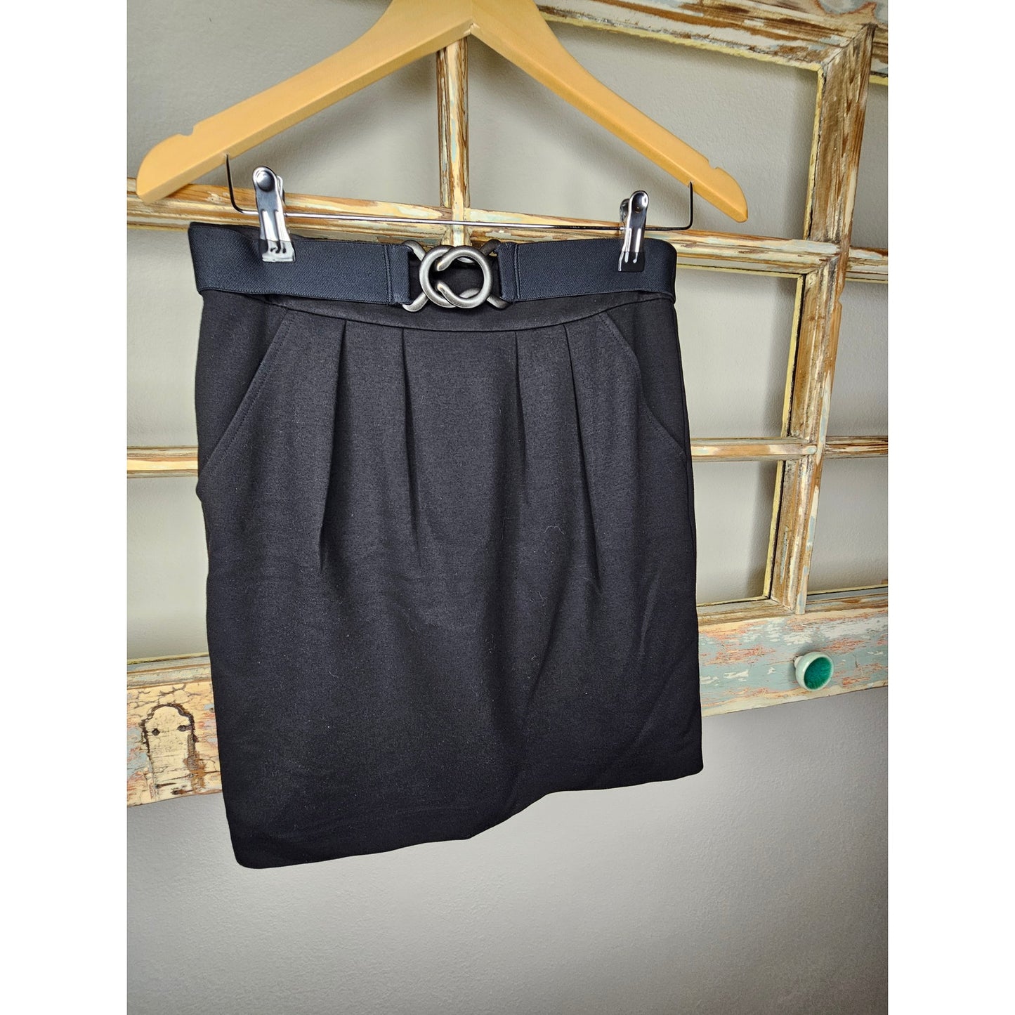Trina Turk LA lined Black Belted Mini Skirt With Pleats Size 10