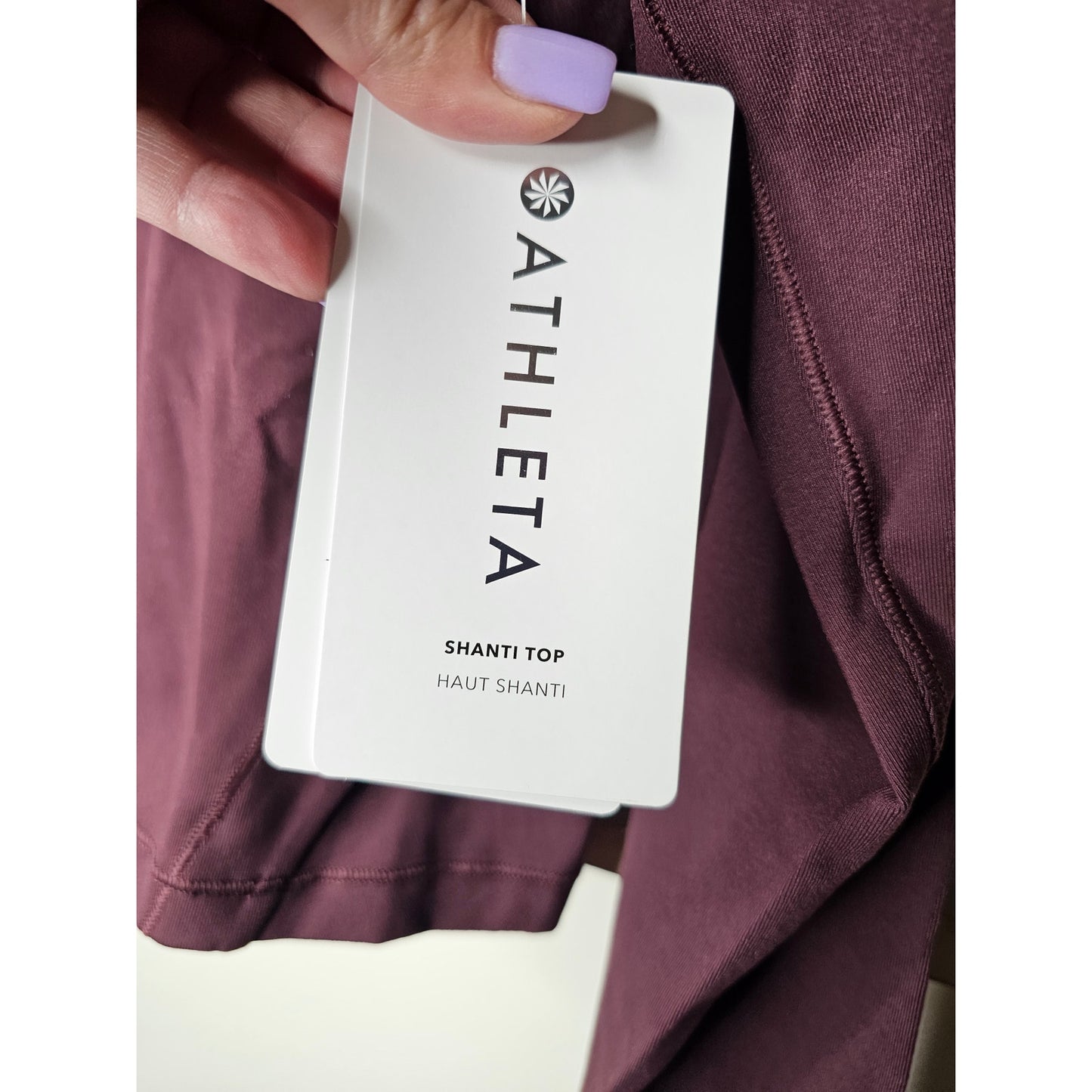 NWT Athleta Shanti Top Size 1X Antique Burgandy Long Sleeve & Cropped
