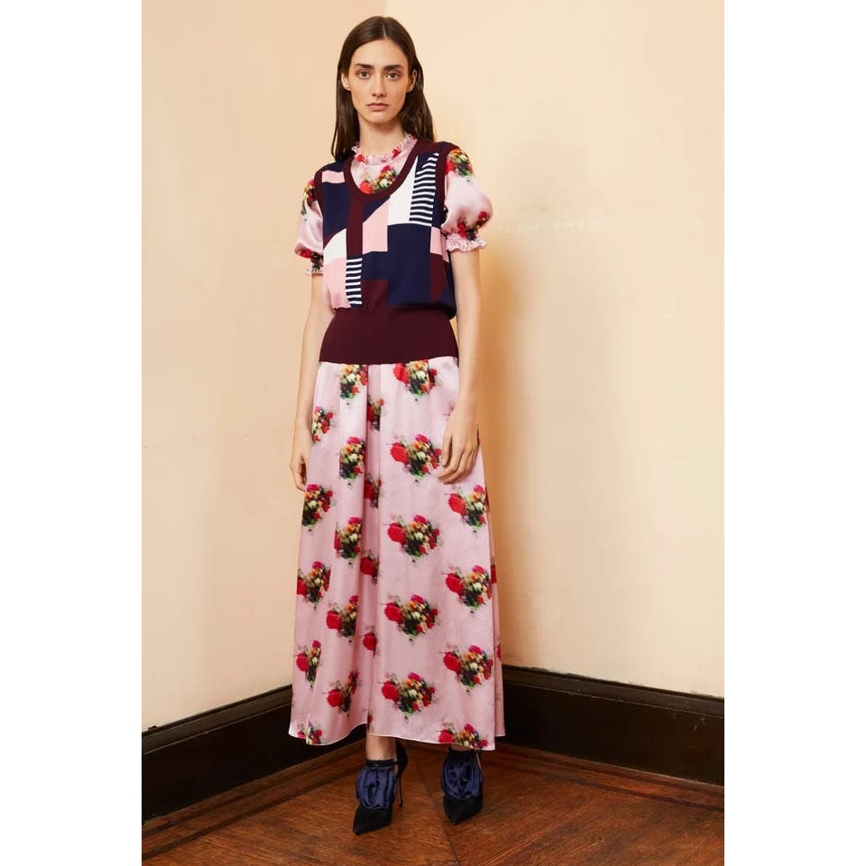 NWT Adam Lippes Floral Silk Midi Dress Ladies Size 0