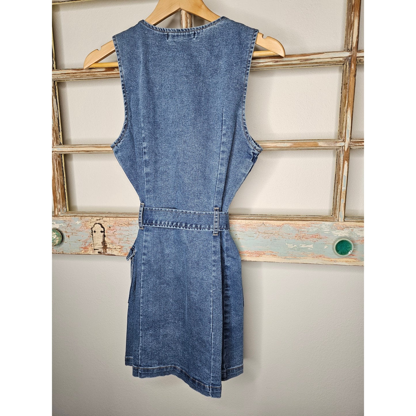 Peace Love Rewash 90's Style Denim Sleeveless Dress Ladies Size Medium
