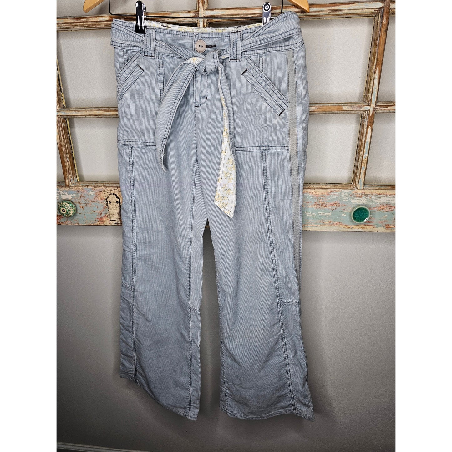 HEI HEI Anthropologie Wide Leg Light Blue Corduroy Pants Size 2