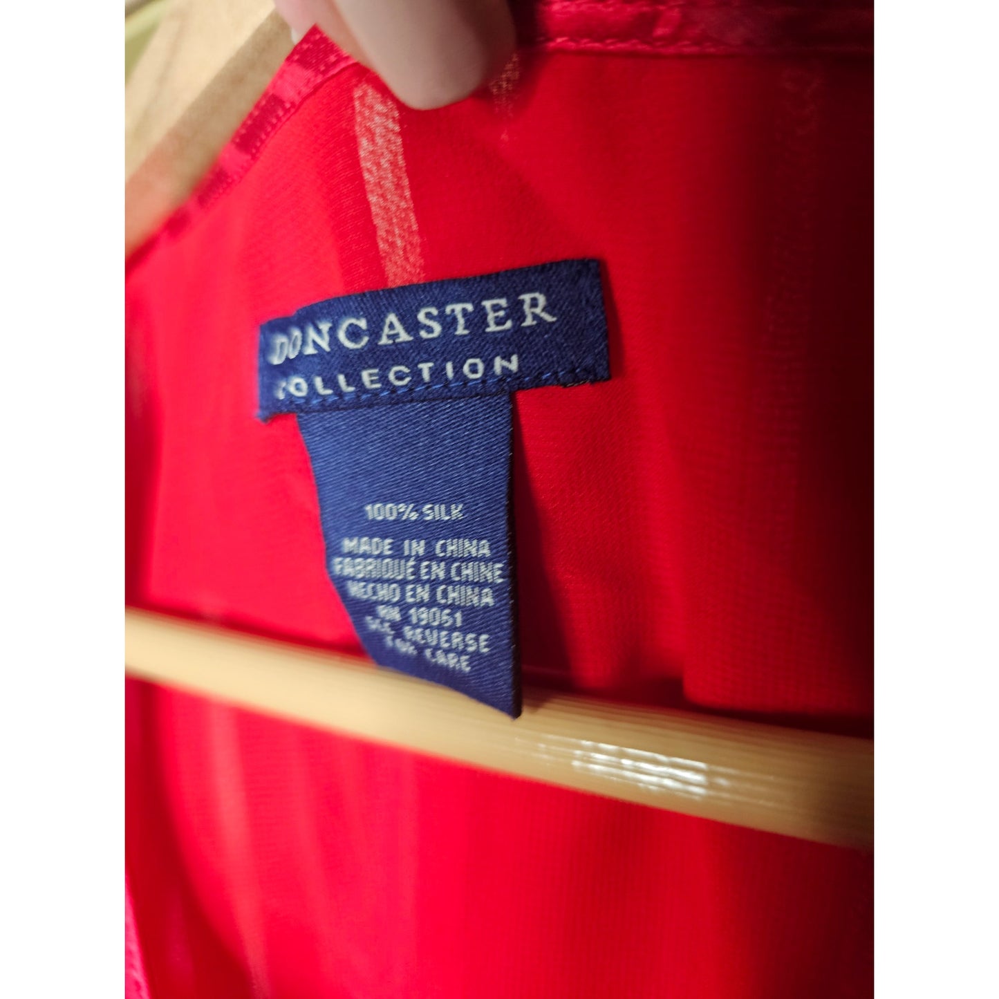 NWT Don Caster 100% Silk Red Sleeveless Wrap Style Blouse Size Large