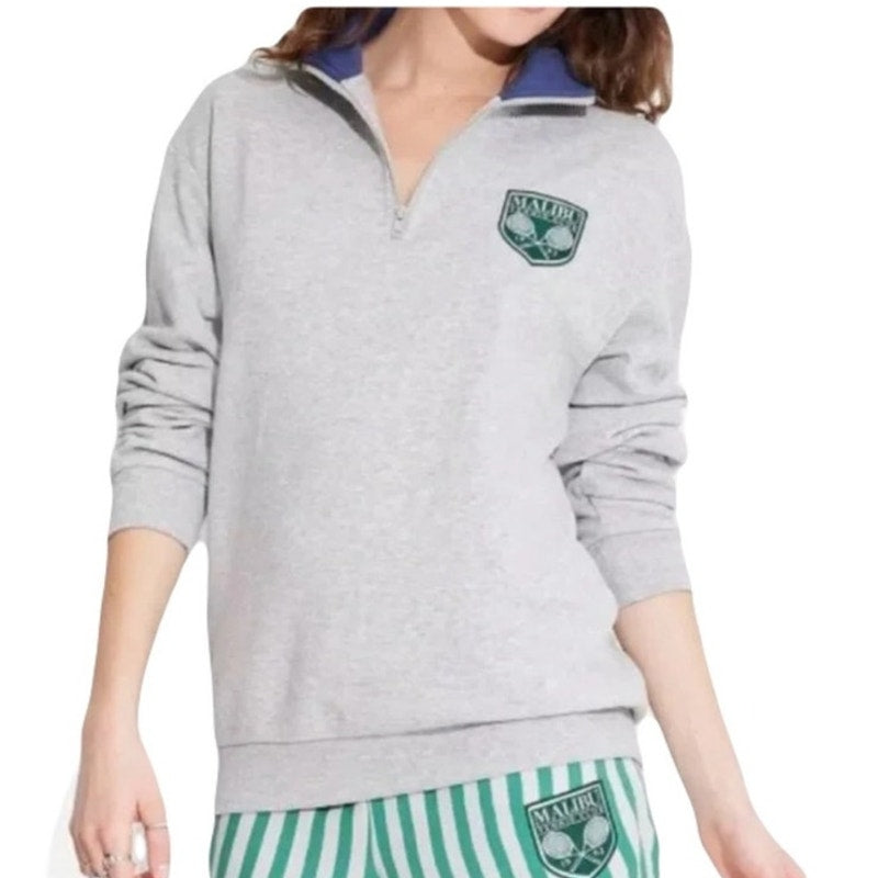 NWT Malibu Tennis Club 1/4 Zip Neckline Patch Left Chest Ladies XS