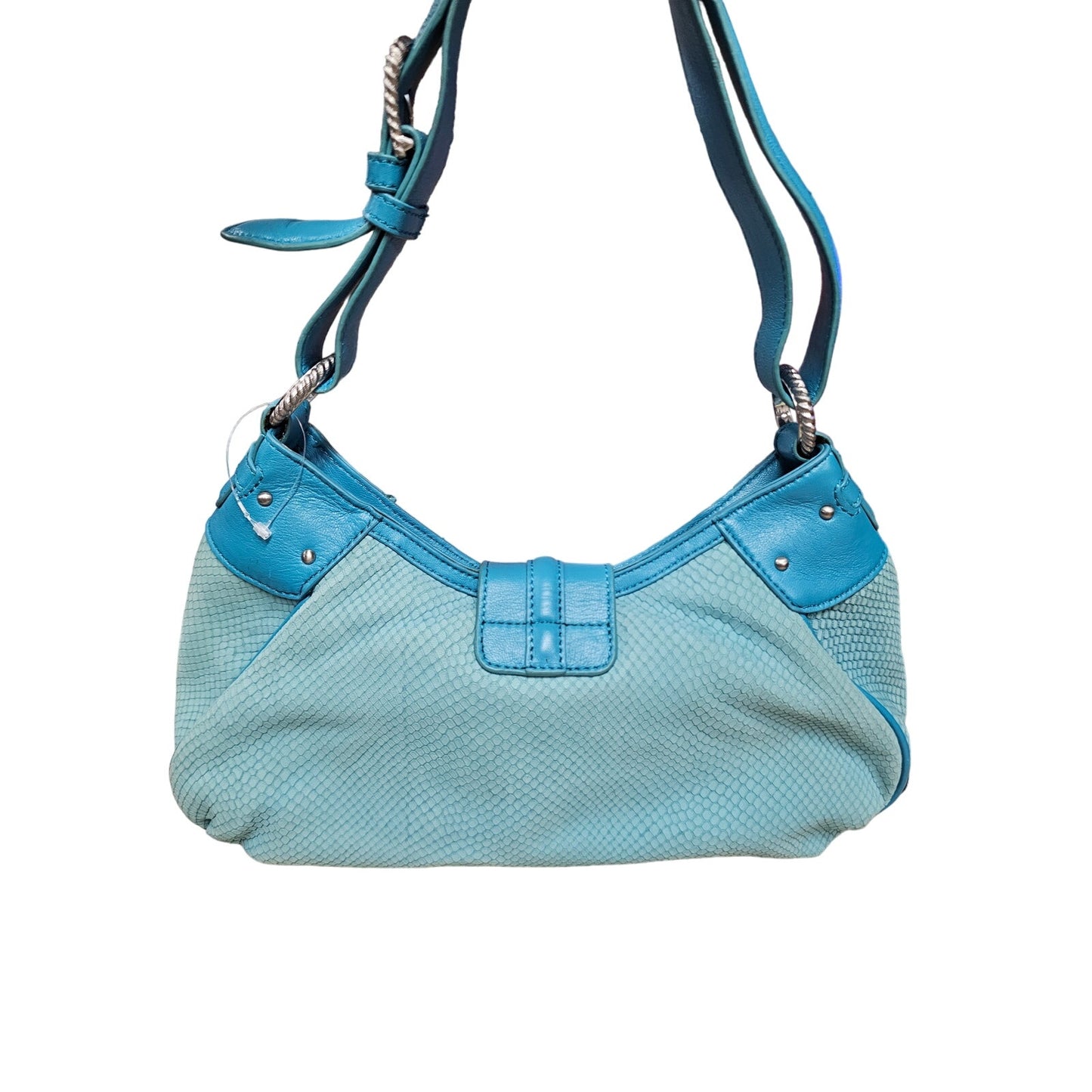 Judith Ripka Turquoise Suede Snakeskin leather Hoho Shoulder Bag Purse wi/ Dust bag