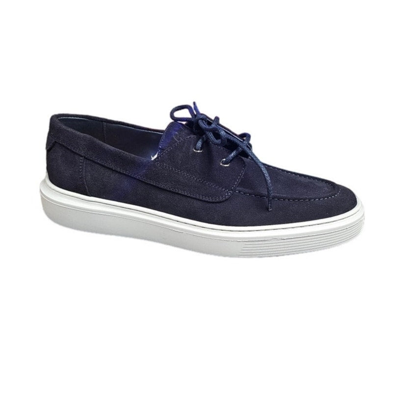 Good Man Brand Navy Blue Leather Suede Portland Boat Shoe Size 12