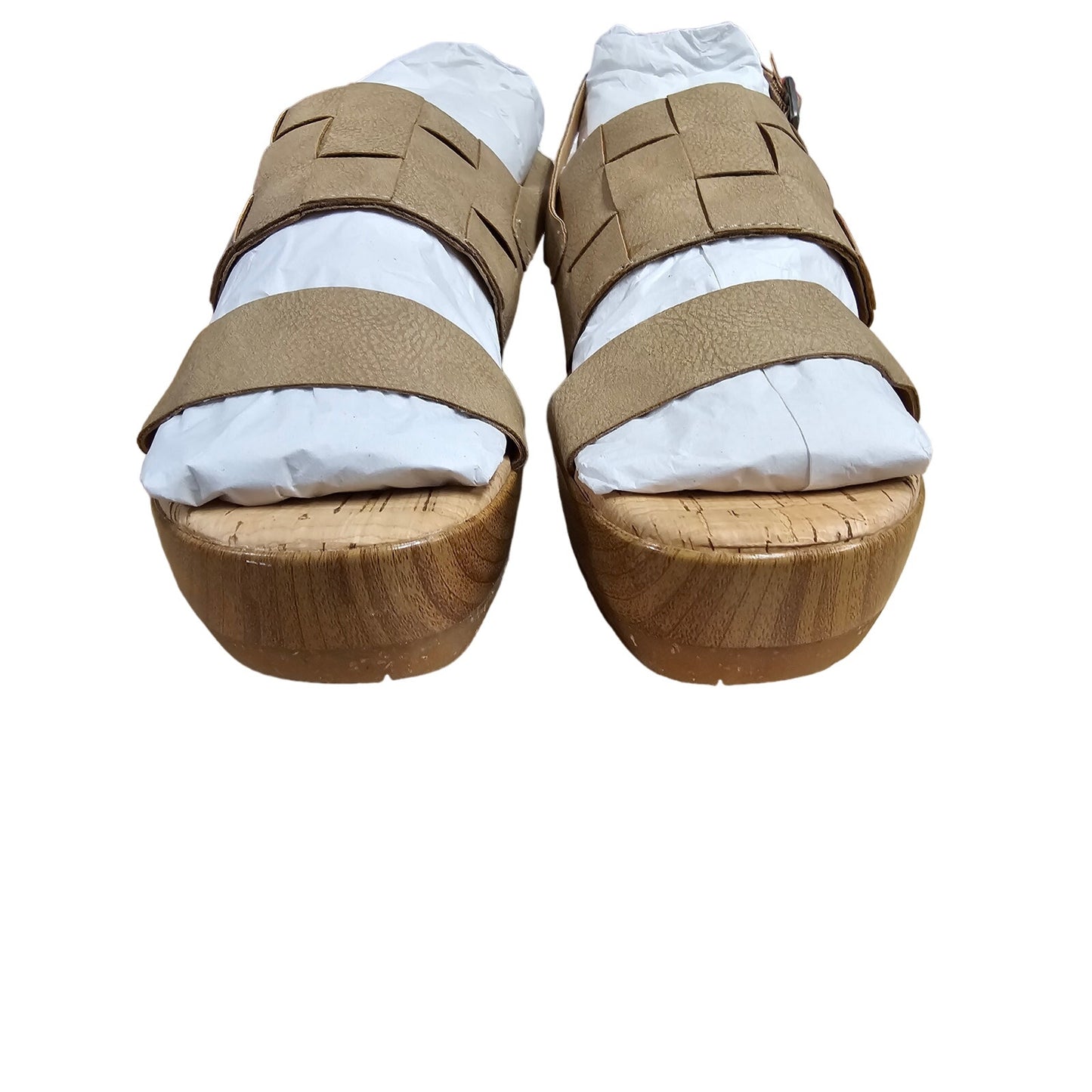 NWOB Korks Fraya natural Leather Comfort Wedge Sandals Ladies size 8