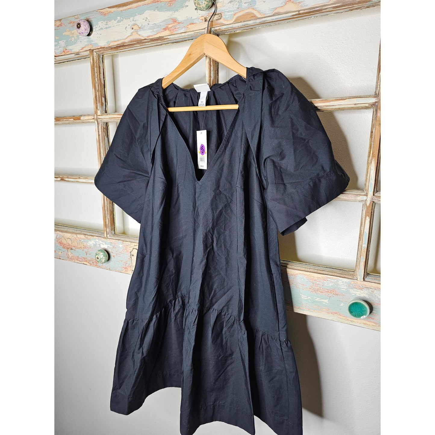 NWT Women's Flutter Short sleeve Mini Poplin Dress Size XS