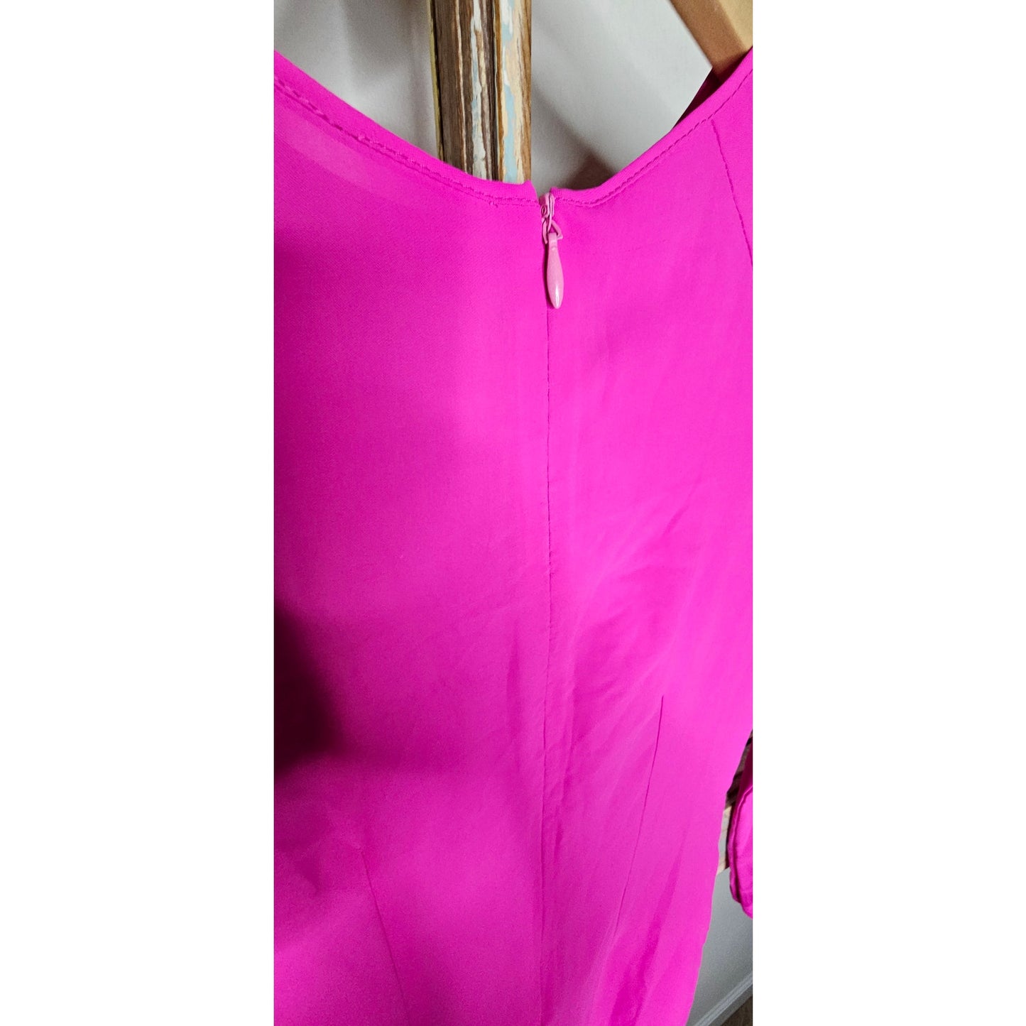 Silk Vibrant Fuchsia Duster Top with high side slits Ladies size XS