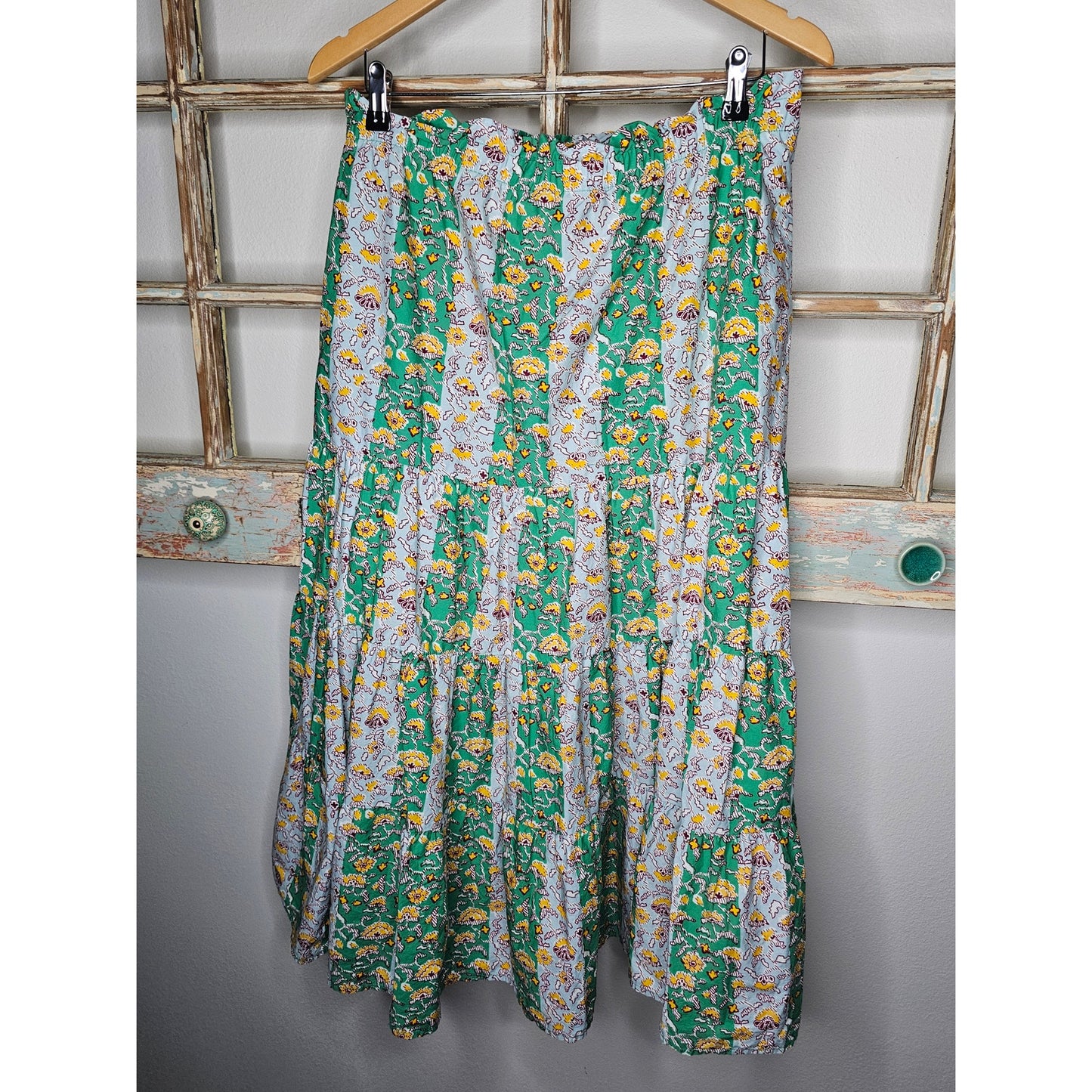 Rhode X Target Green Floral Maxi Skirt with Elastic Waistband Size L NWT