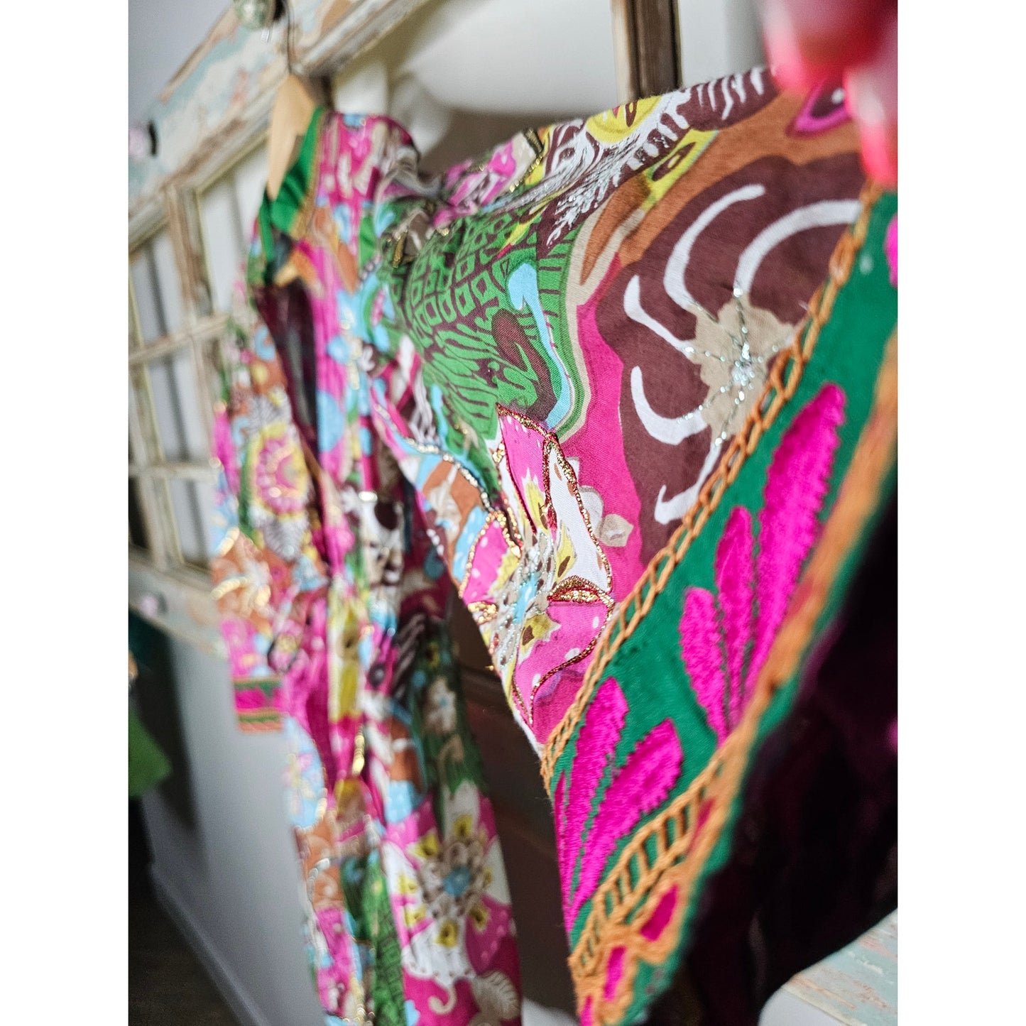 Sandy Starkman Embellished Boho Tunic Top Embroidered Ladies Size Small