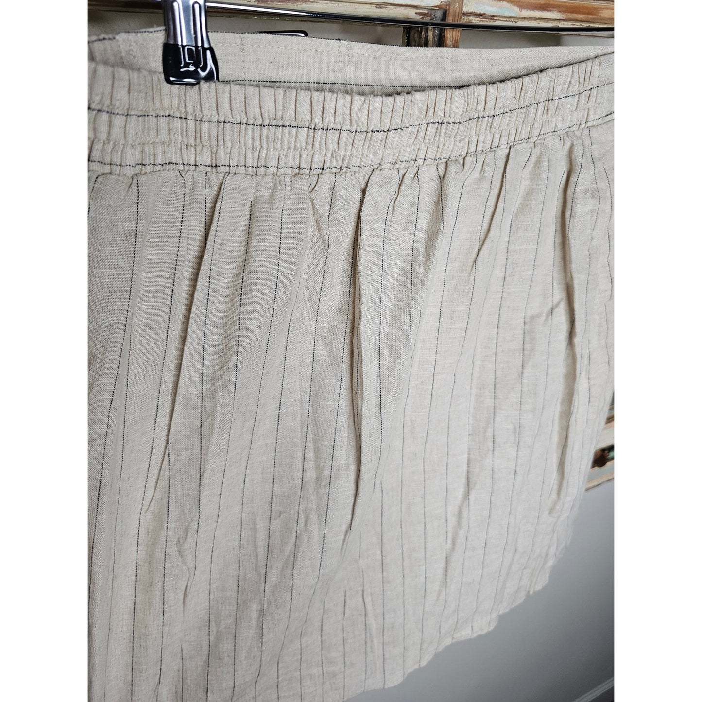 NWT Max Studio Linen Blend Lightweight Pinstripe Mini Skirt Size Small
