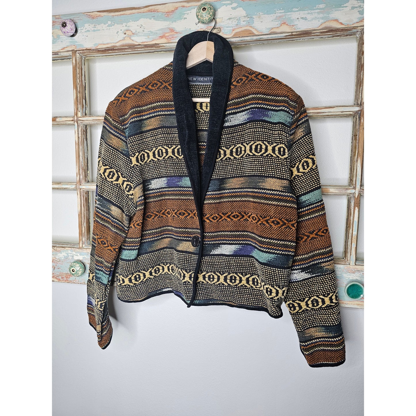 Vintage boho Tapestry Cropped Southwest Aztec Jacket size large