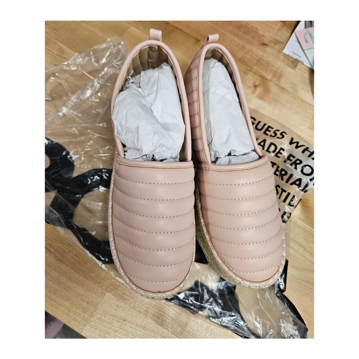 NWT ASOS Design Jack Quilted Flatform Pink Espadrilles Womens Size 6