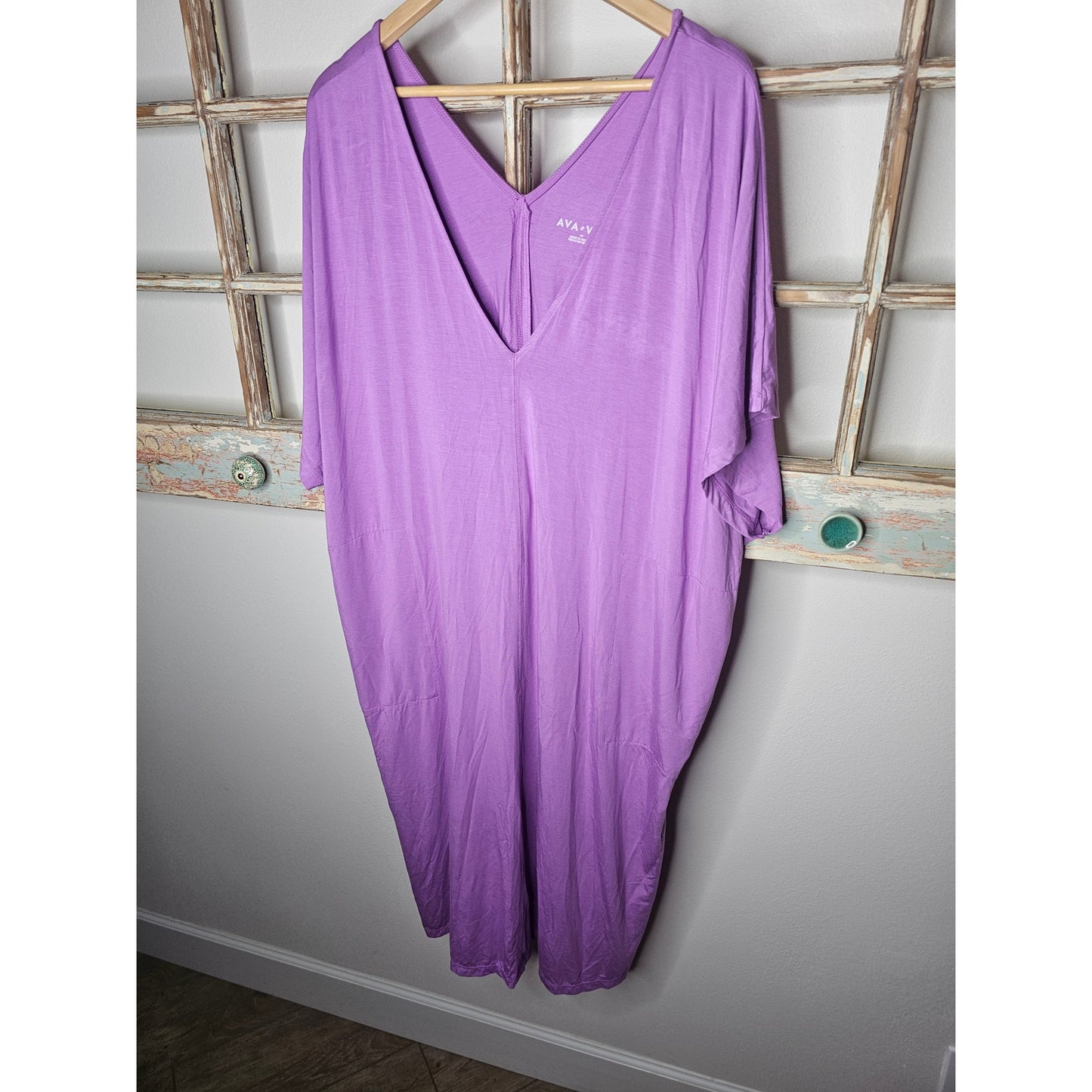 NWOT Ava & Viv Purple Kaftan Side Slits / Pockets Ladies size 2x