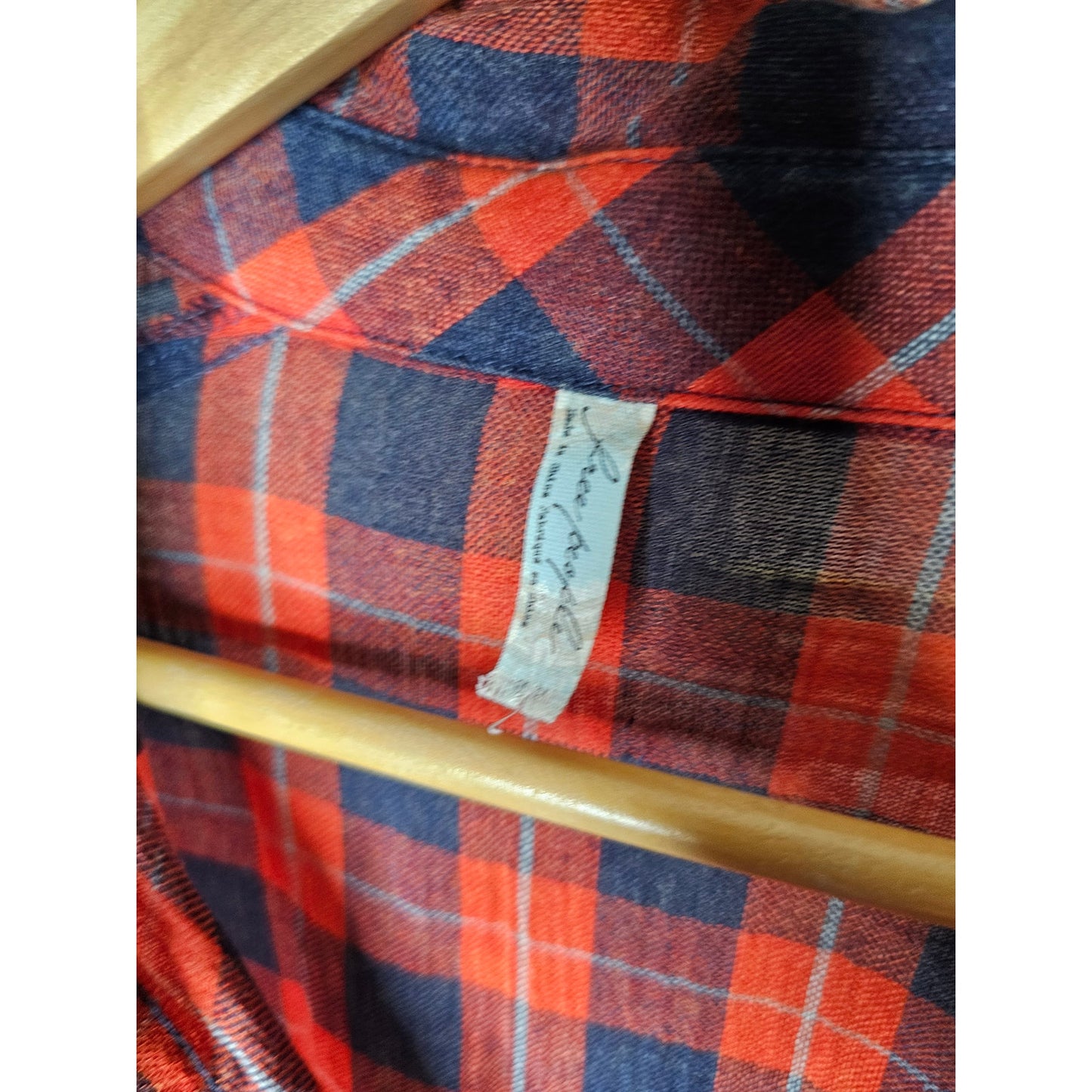 Free People Red/Blue Plaid Snap Up Top Ladies size Medium
