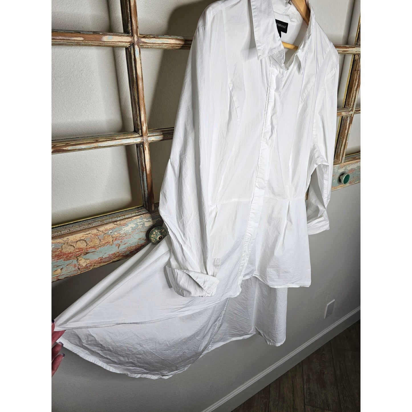 Lane Bryant White Extreme Peplum Tunic Shirt Ladies size 26