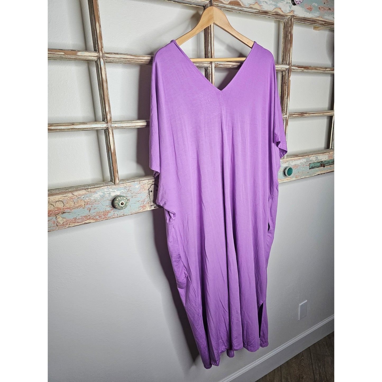 NWOT Ava & Viv Purple Kaftan Side Slits / Pockets Ladies size 2x
