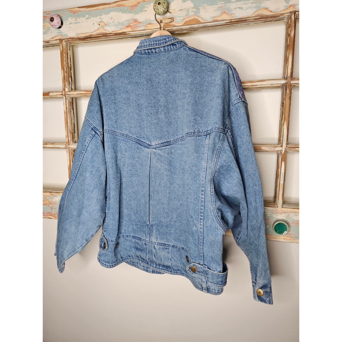 Vintage Denim Jacket By Together With Lace Dolman Sleeves Ladies Size XL
