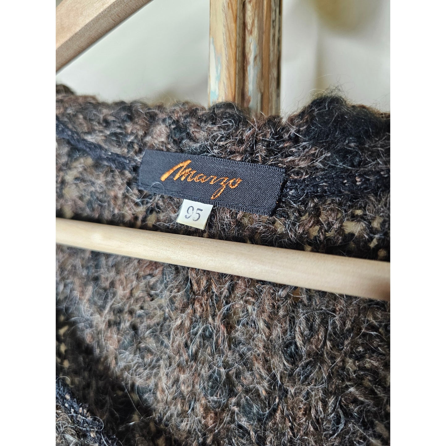 Margo Black Brown Animal Hair Long Sleeve Sweater Ladies size XL