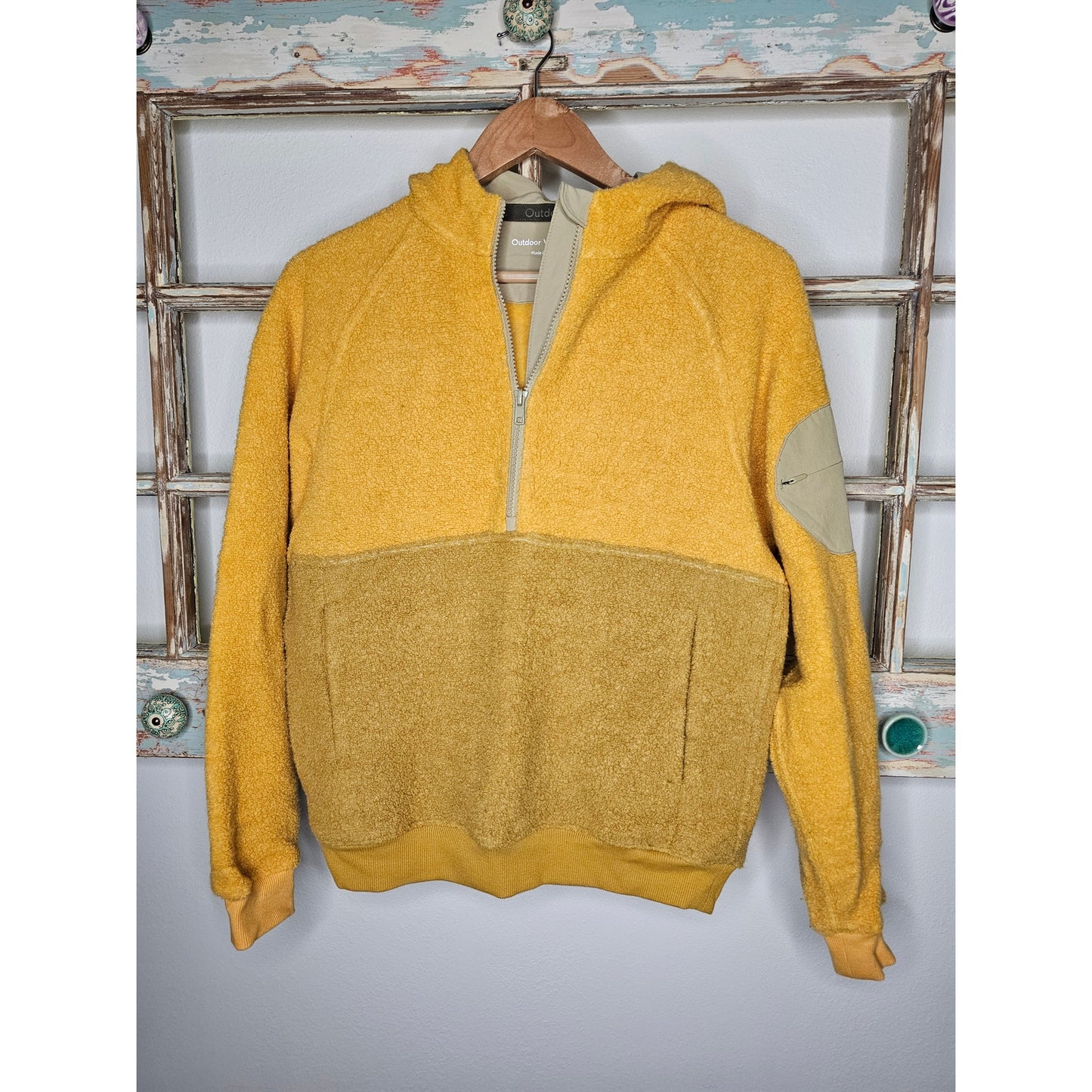 Outdoor Voices Megafleece yellow 1/2 Zip Hoodie Size Small