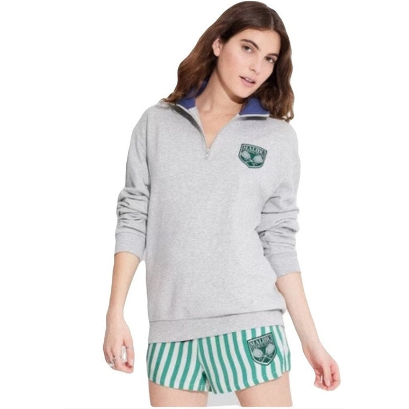 NWT Malibu Tennis Club 1/4 Zip Neckline Patch Left Chest Ladies XS