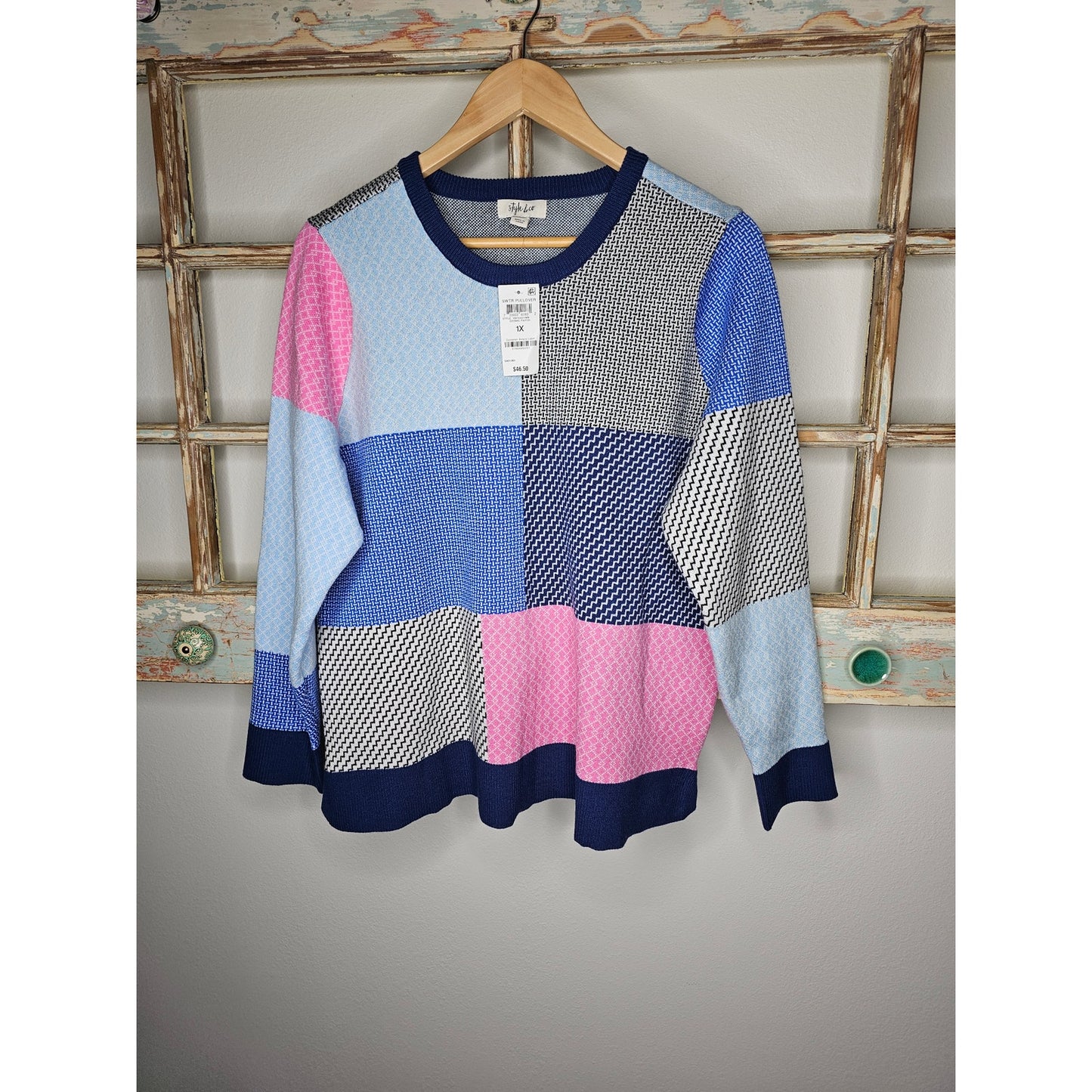 NWT Color Block Style & Co. Sweater Ladies size 1X