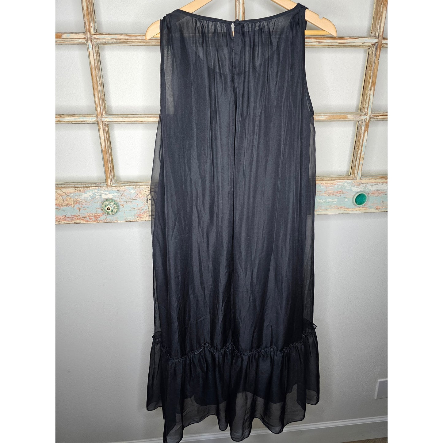 NWT APART Black Sleeveless Dress slip dress with Sheer overlay Size 8