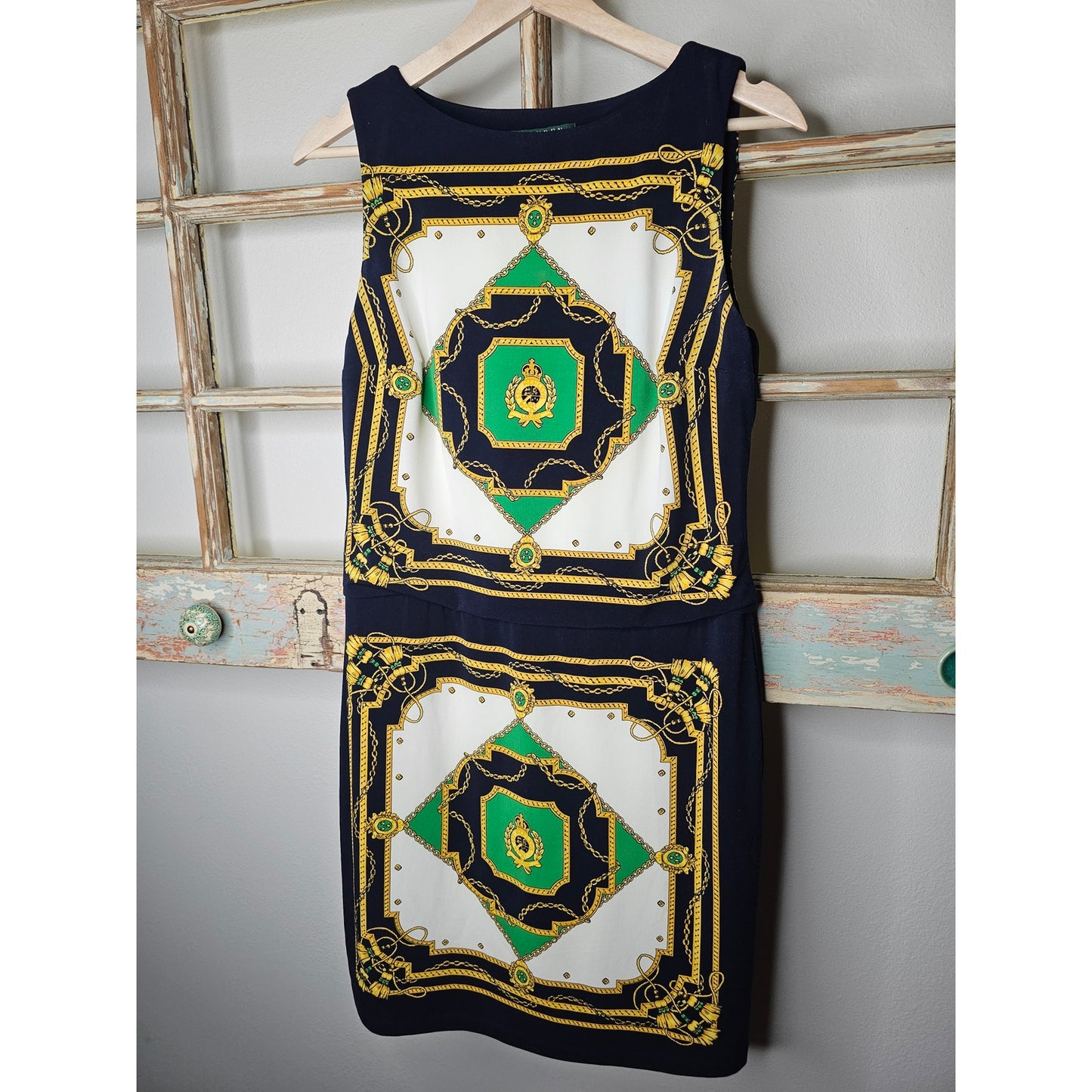 Ralph Lauren Equestrian Baroque Scarf Sleeveless Dress Ladies size 8P