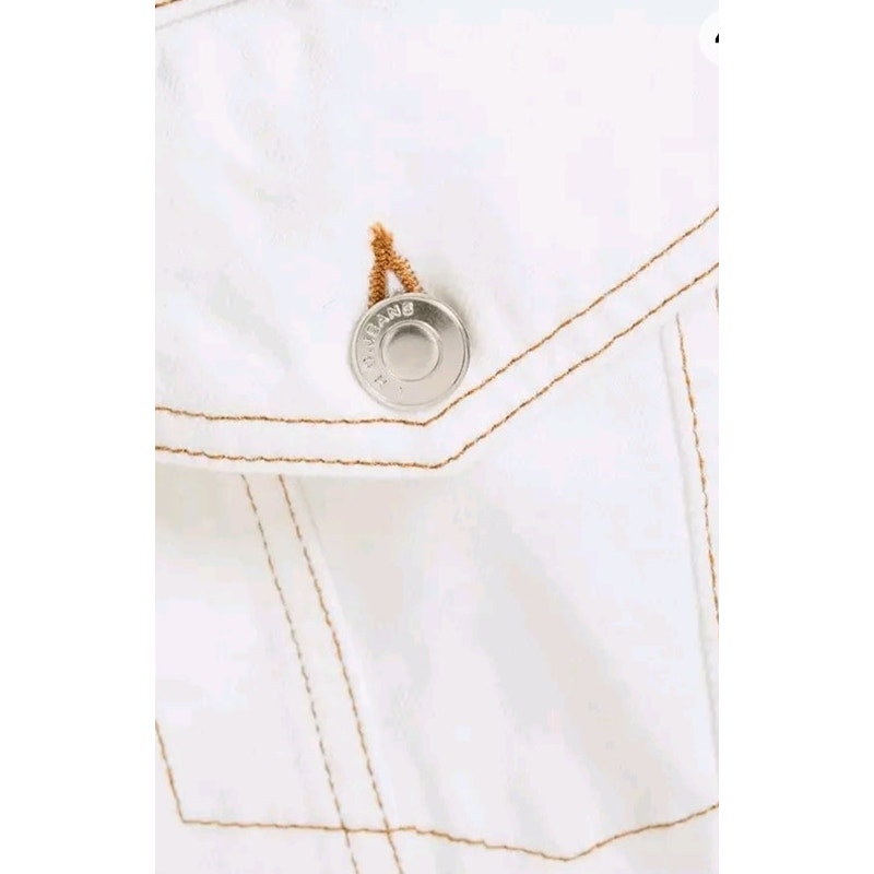 IRO Paris White Denim Franz Shearling lined Denim jacket Size FR 34 / US 2
