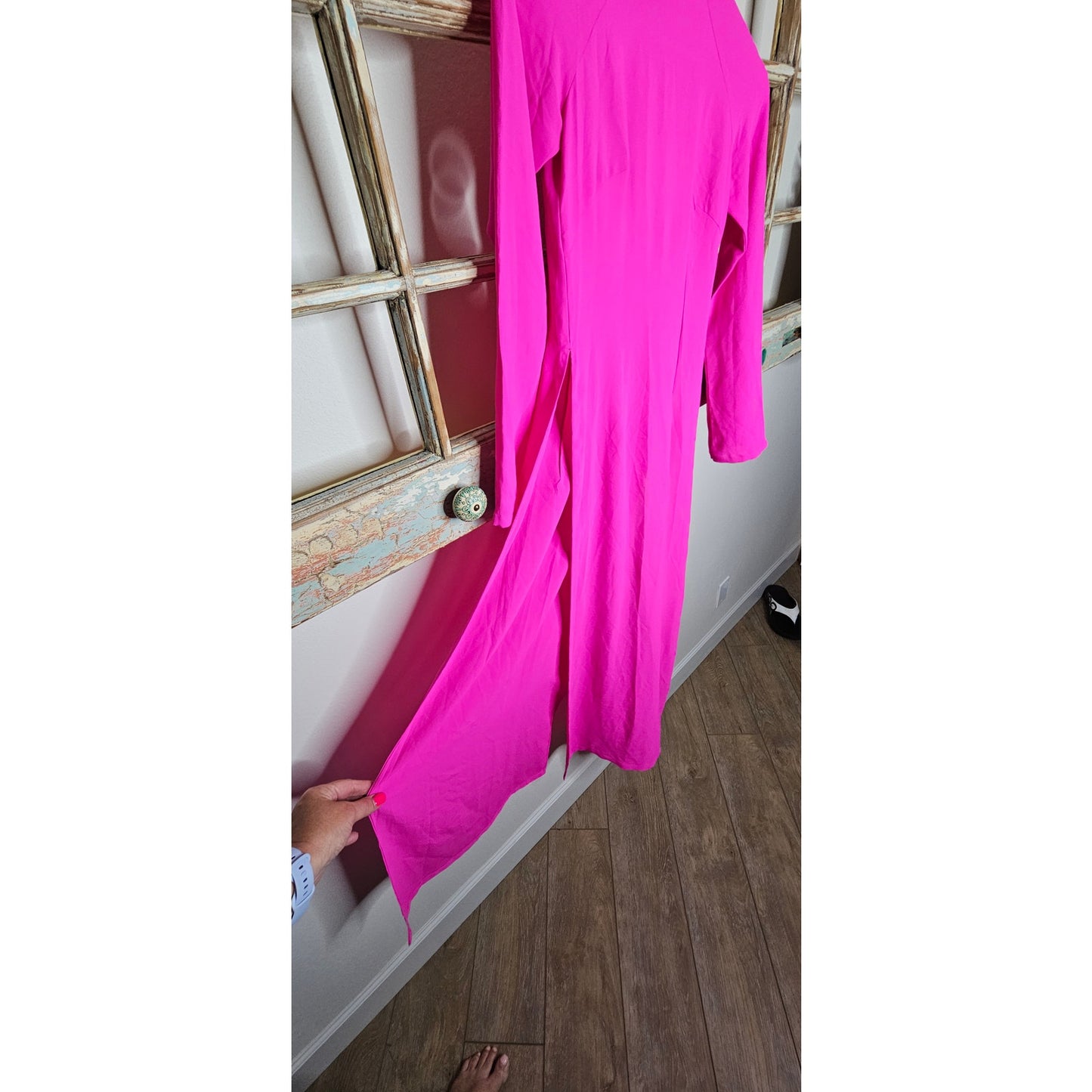 Silk Vibrant Fuchsia Duster Top with high side slits Ladies size XS