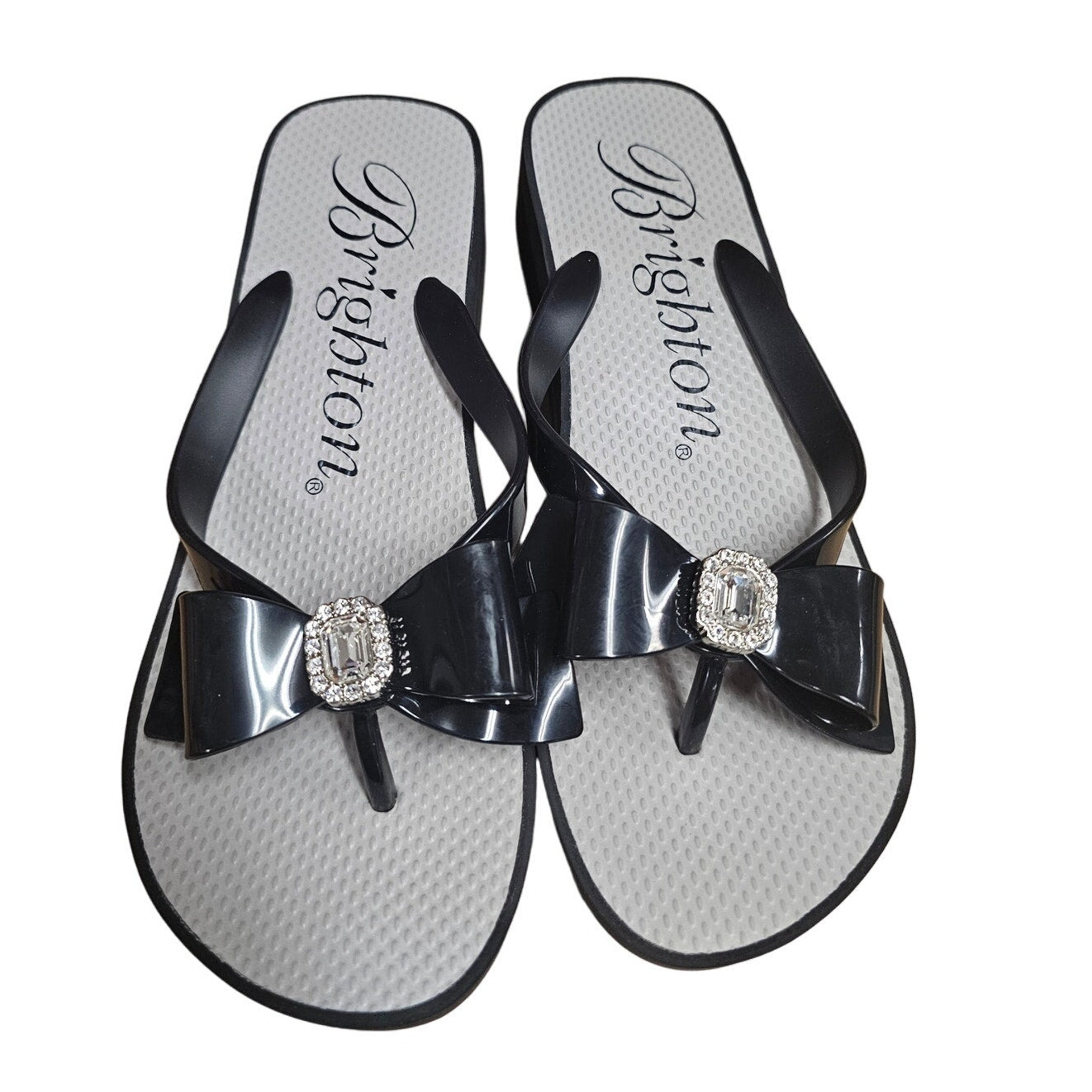 NWOT Brighton Bowie Bling Wedge Flip Flops Ladies size 9