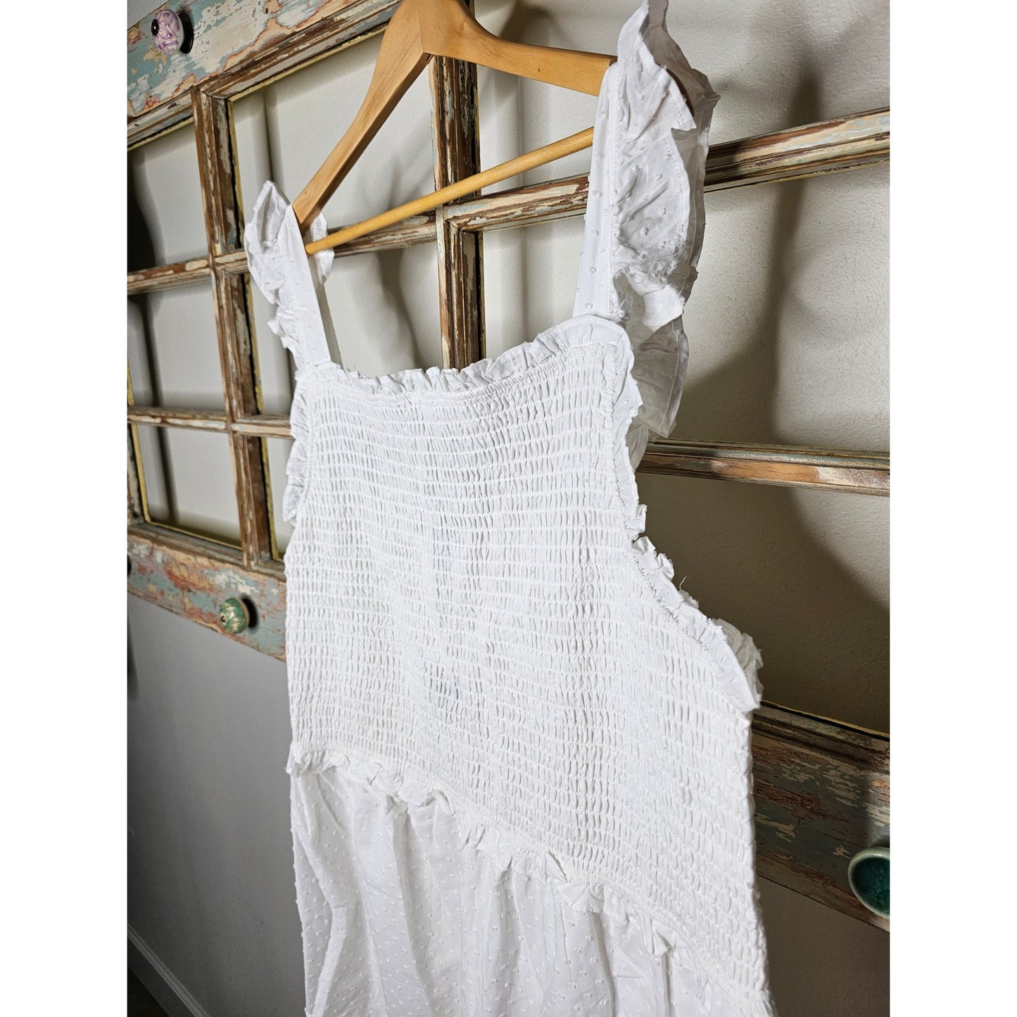 NWT Eloquii Ruffle Shoulder Sleeveless Cropped White Dot Jumpsuit Size 28