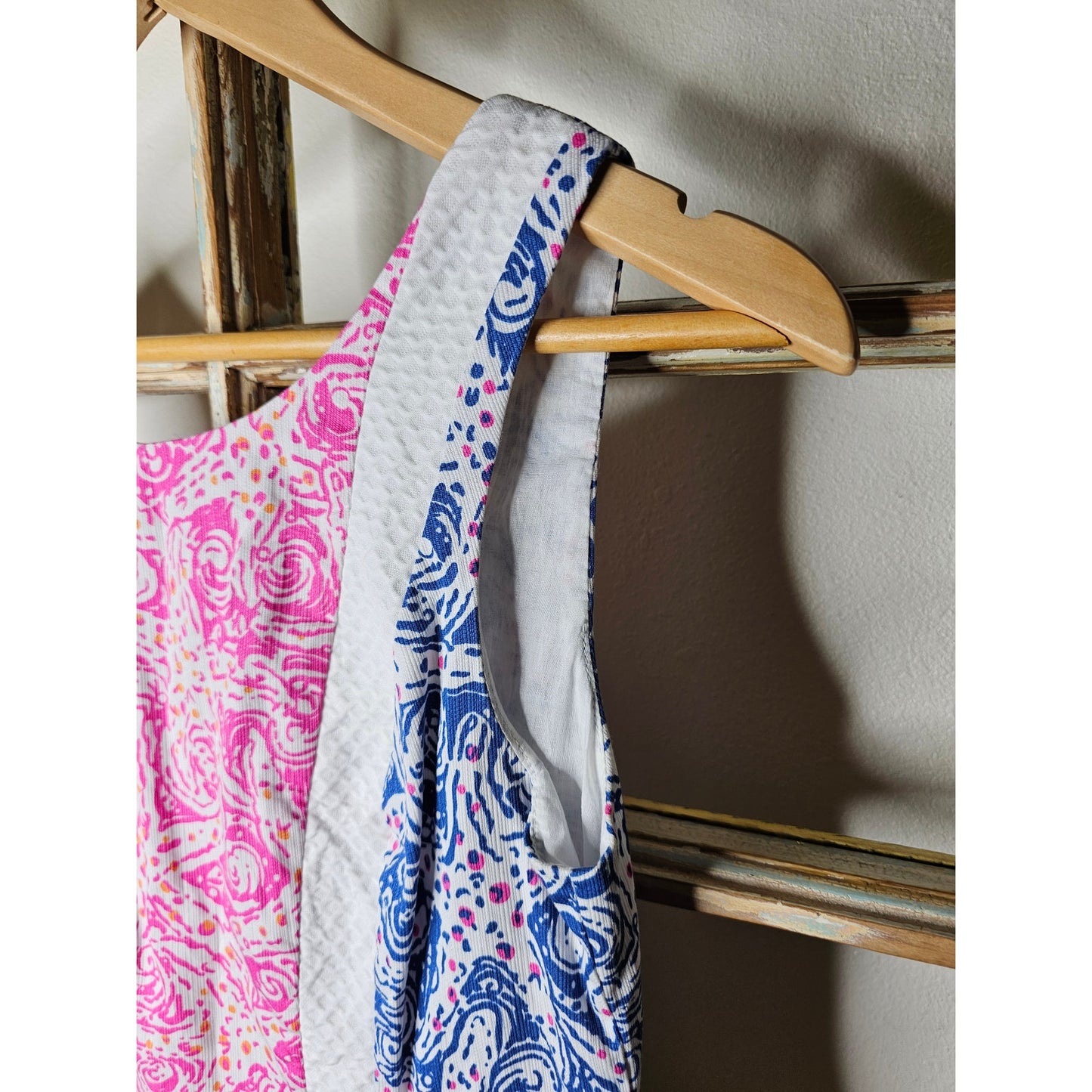 Lilly Pulitzer Starfish Pink, Blue & White Shift Dress Ladies Size 2