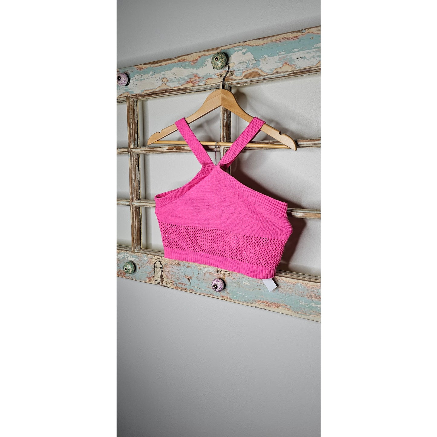 NWT Zara Pink Knit Crop Tank Top Ladies Size Large