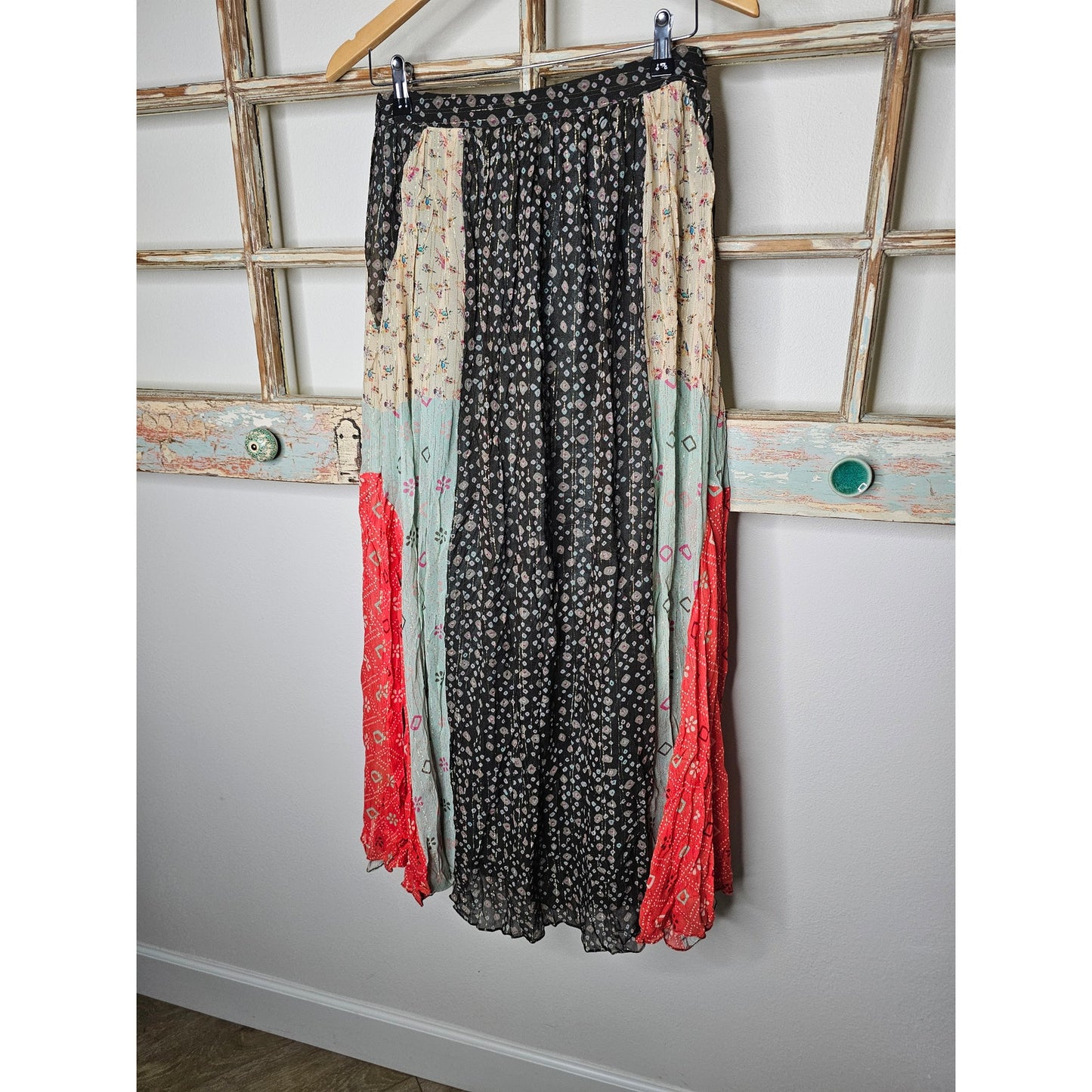NWT Anthropologie Verb Margot Fall Colorblock lined Midi Skirt Size 4