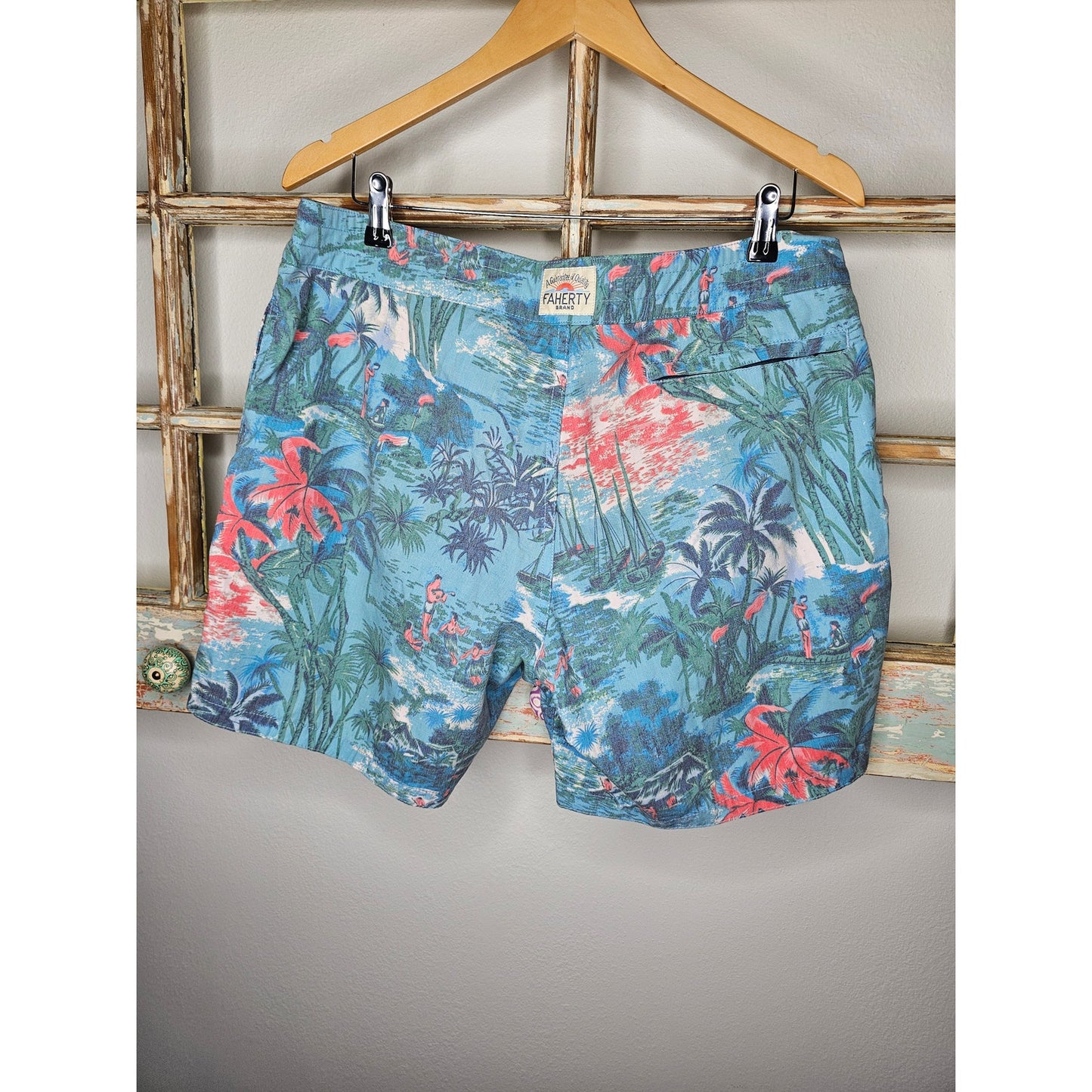 Faherty Men's Board Shorts Swim Trunks Bathing Suit Hawaiian Waist 34