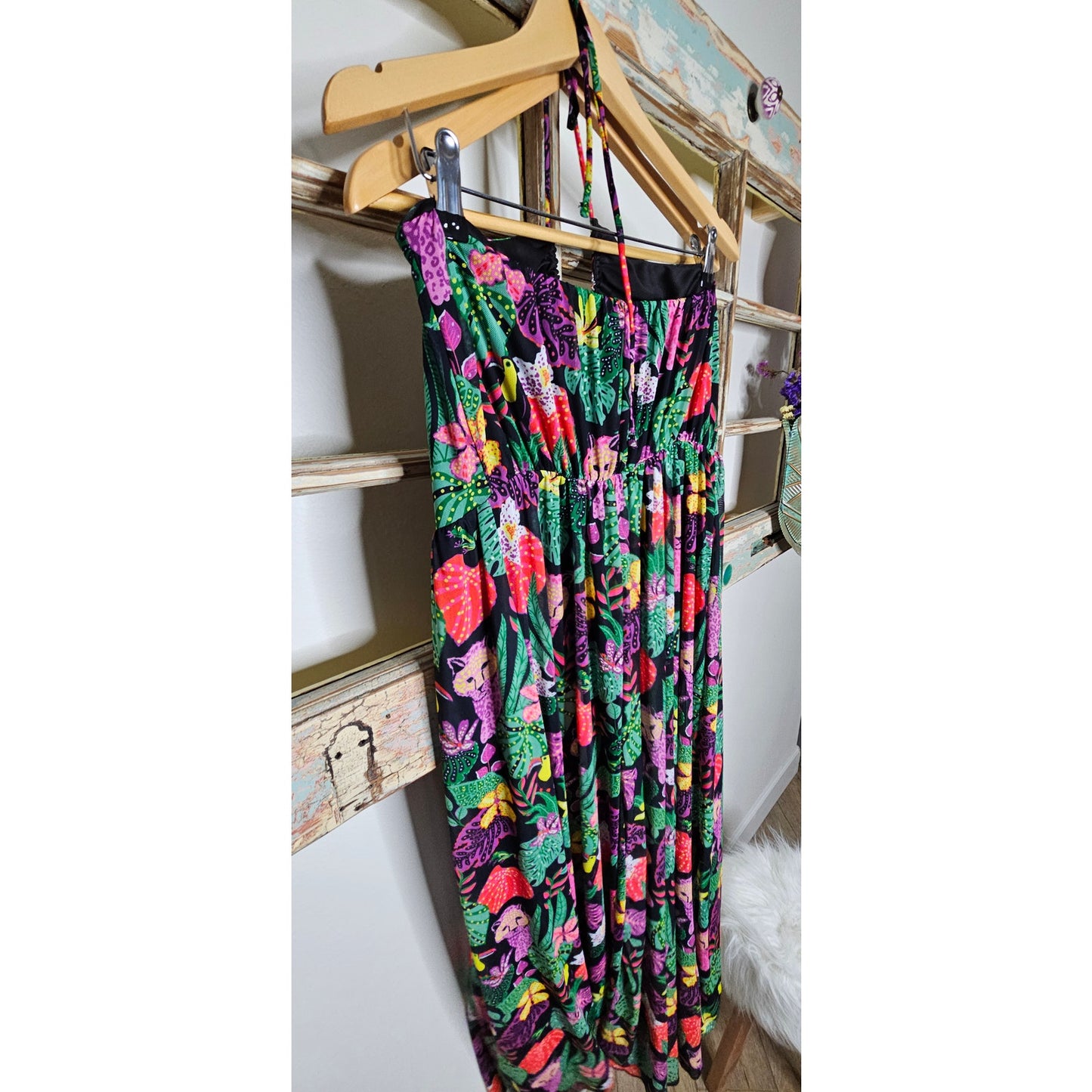NWT Betsey Johnson Paulina Leopard Halter Maxi Dress XL