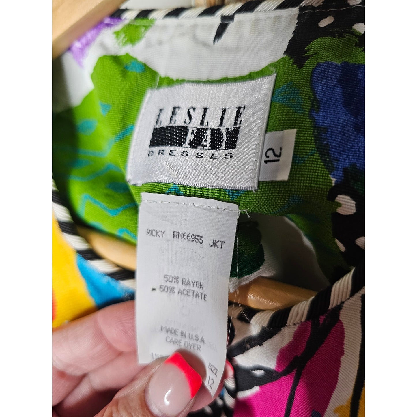 Vintage Vibrant 90's Leslie Fay Blazer 4 Funky Buttons Size 12