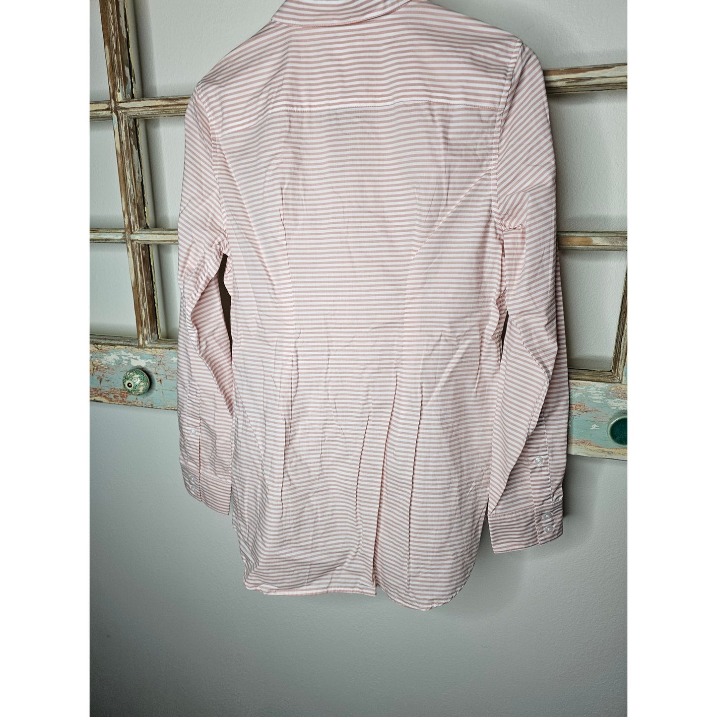 Garnet Hill Organic Pina Striped Button Up Long Sleeve Ladies Size 8