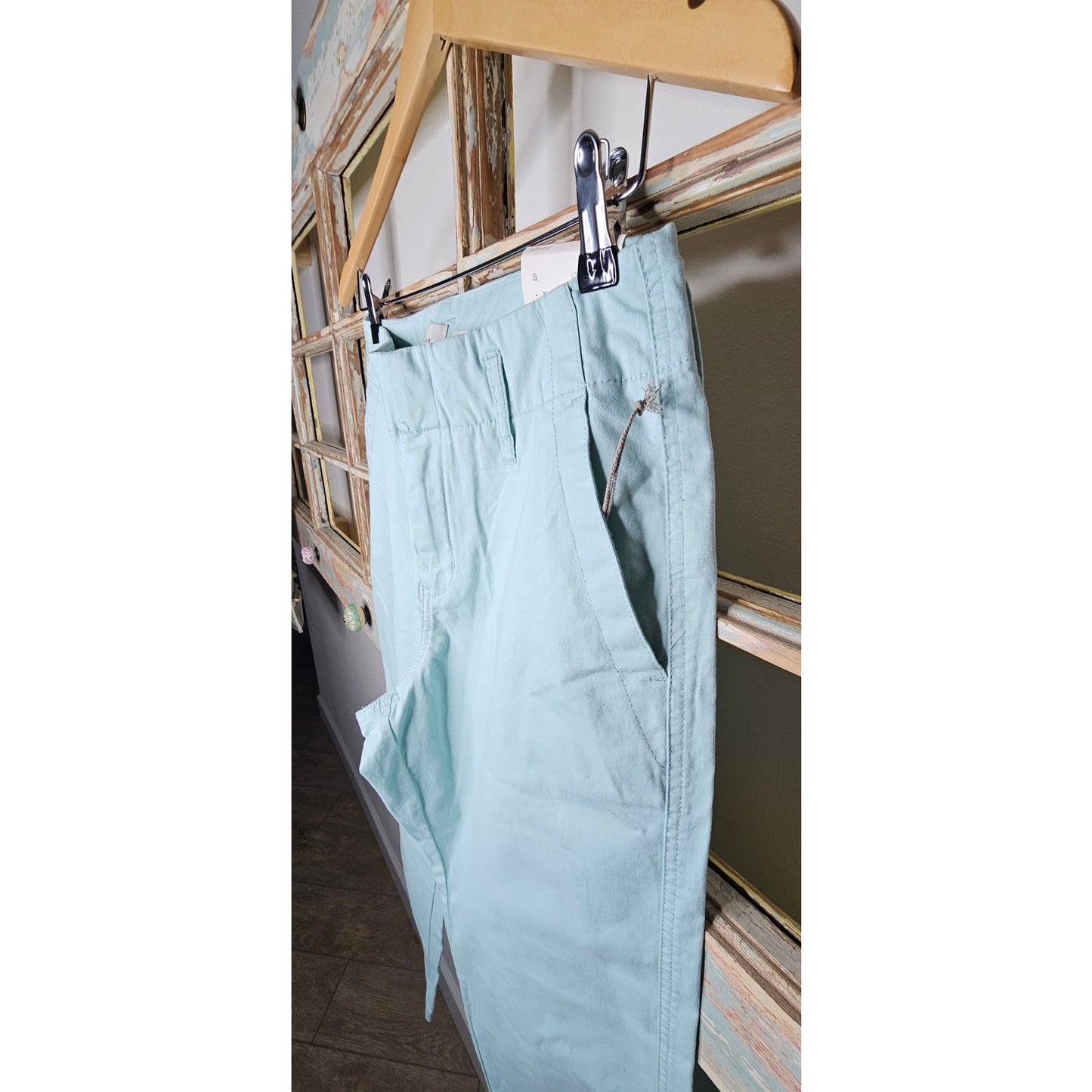 NWT Cotton High Rise Straight Hip/Thigh Pants Muted Blue Size 2