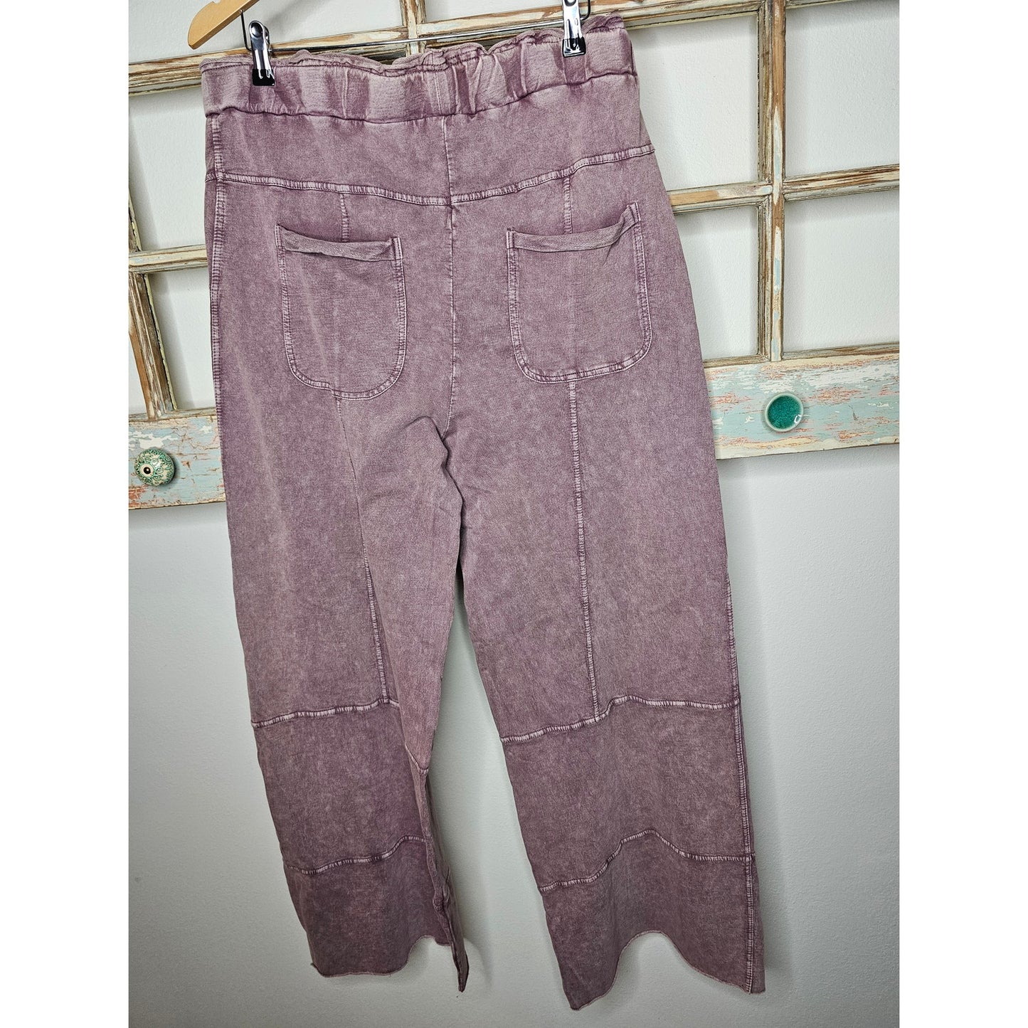 NWT Easel Wide Leg Full Length Mineral Washed Pants Ladies Small