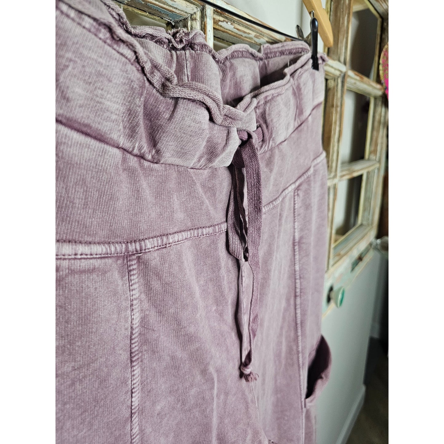 NWT Easel Wide Leg Full Length Mineral Washed Pants Ladies Small